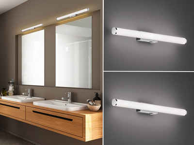 meineWunschleuchte Spiegelleuchte, LED fest integriert, Warmweiß, 2er Set Wand-lampe mit Schalter Badlampen Gäste WC Silber, Breite 60cm