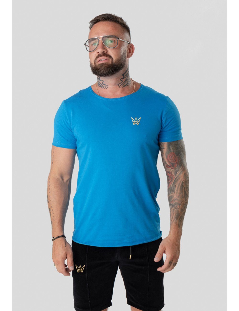 TRES AMIGOS T-Shirt Basic-T-Shirt für Männer mit Stickerei auf der Brust | T-Shirts