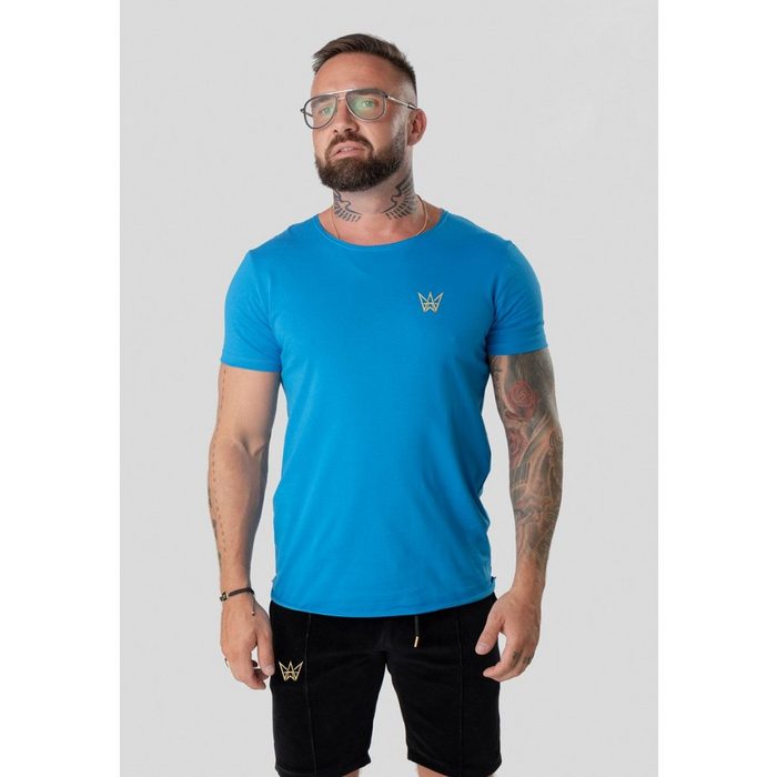 TRES AMIGOS T-Shirt 33121 Basic-T-Shirt für Männer mit Stickerei auf der Brust