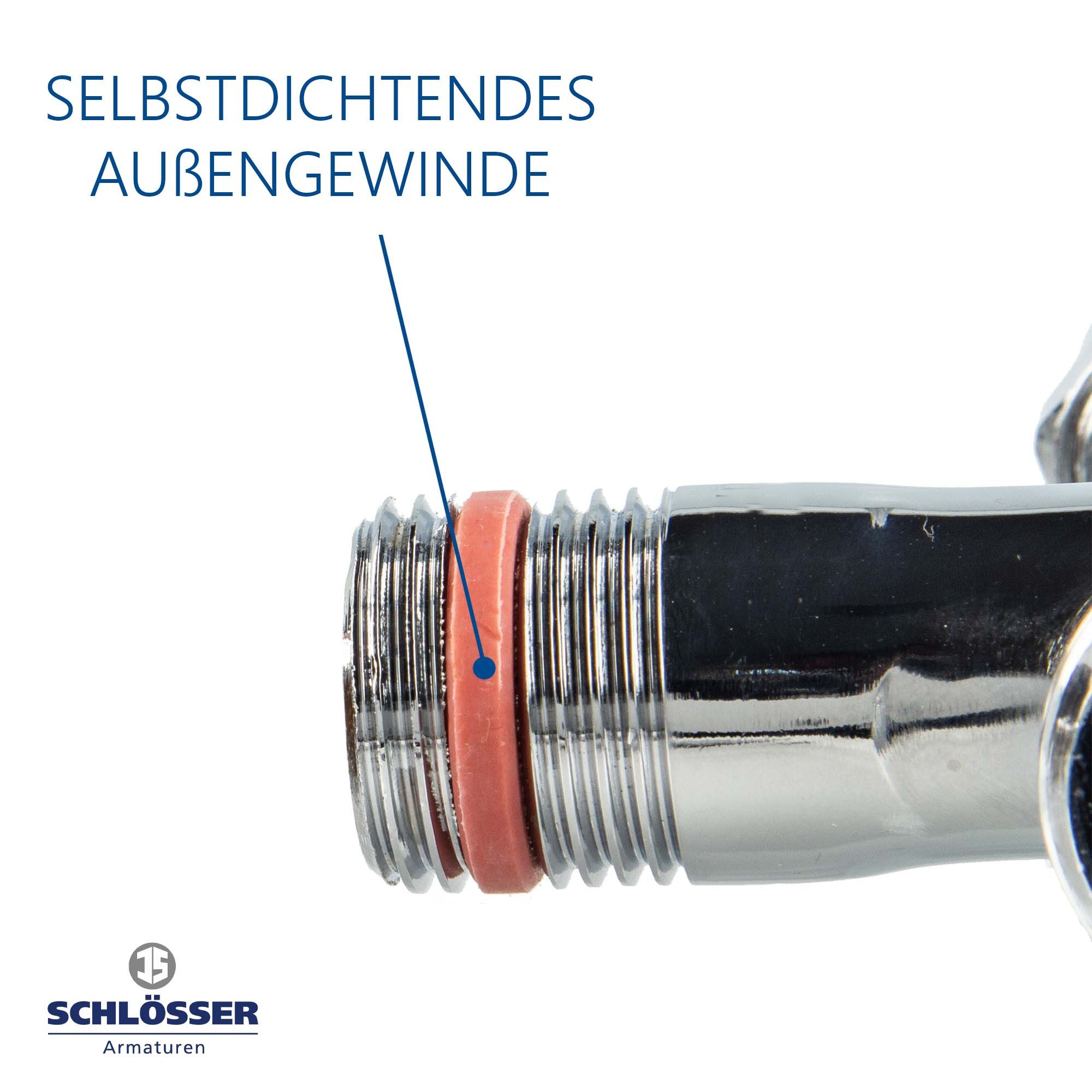 Schlösser Eckventil WAS-Ventil Kombieckventil 1/2 Zoll - selbstdichtend, poliert verchromt