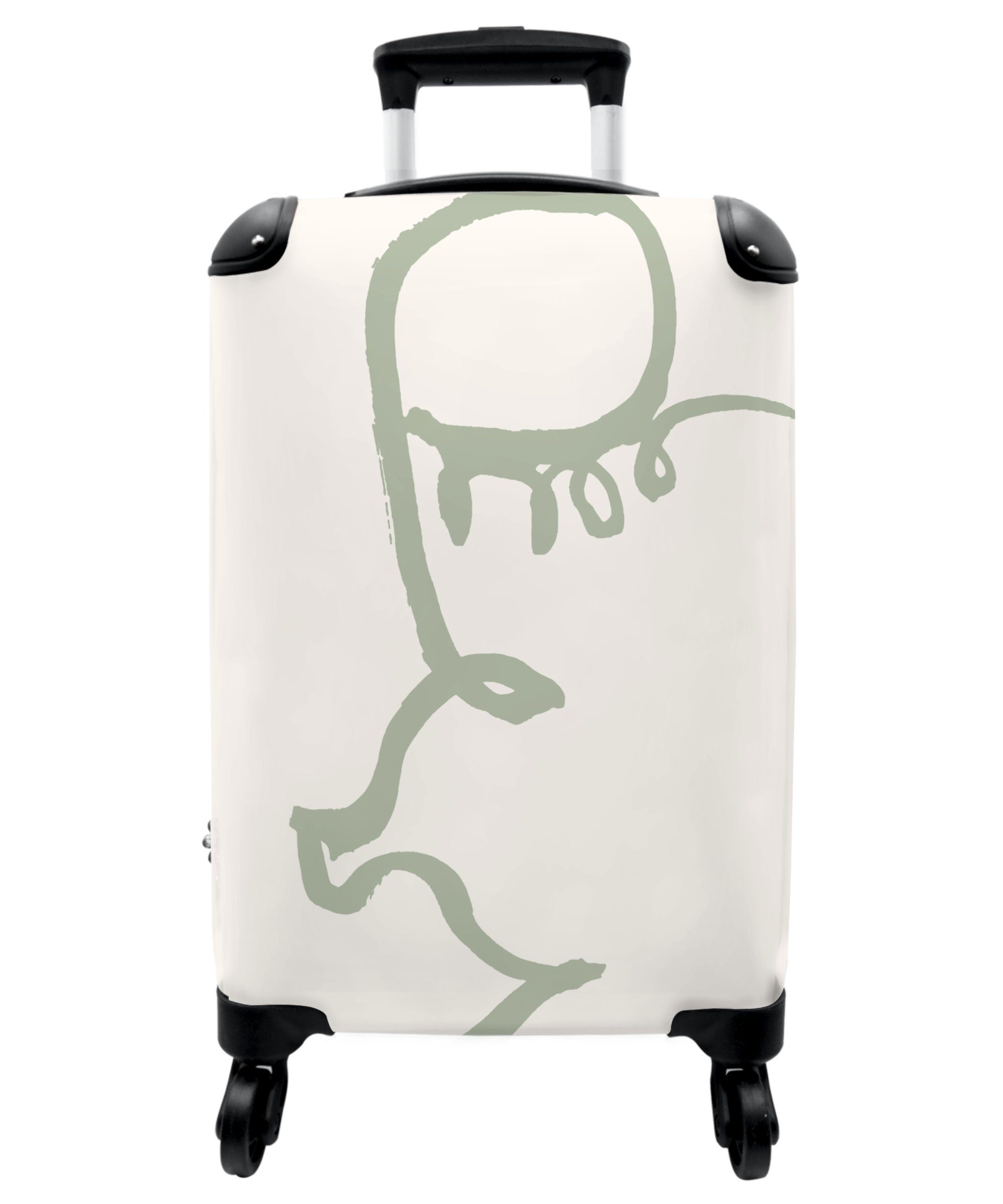 NoBoringSuitcases.com© Handgepäckkoffer 55x35x20cm Grün - Abstrakt - Figur - Formen, 4 Rollen, Handgepäck Trolley Rollkoffer Kleine Reisekoffer mit 4 Rollen - Cabin