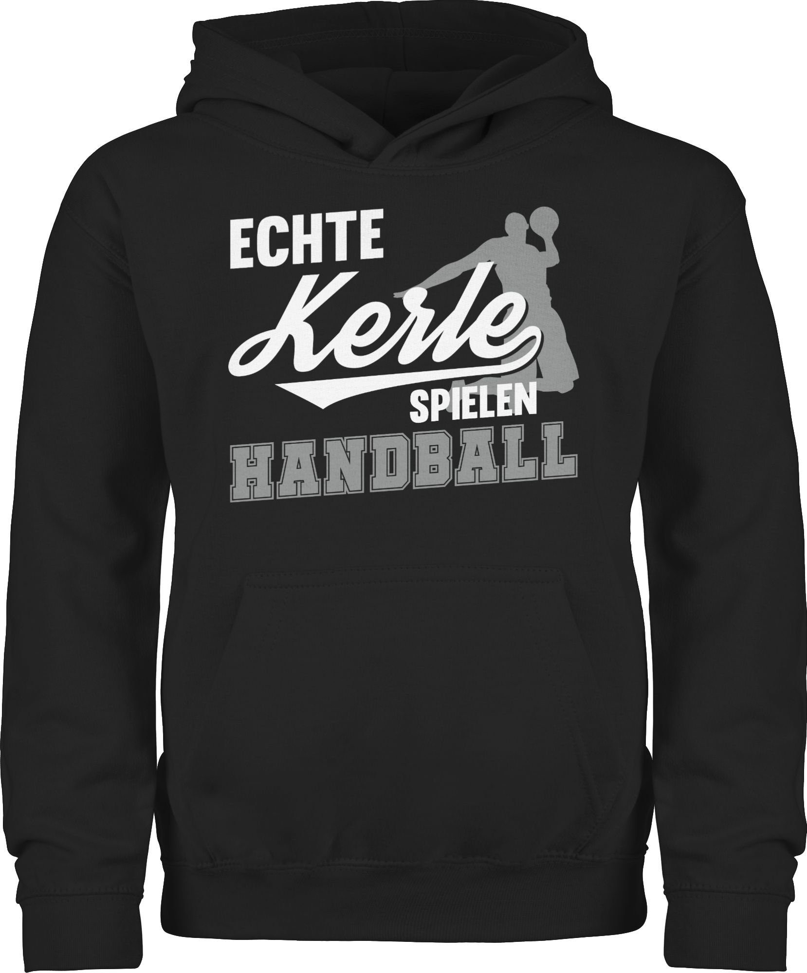 Shirtracer Hoodie Echte Kerle spielen Handball weiß / grau Kinder Sport Kleidung 2 Schwarz