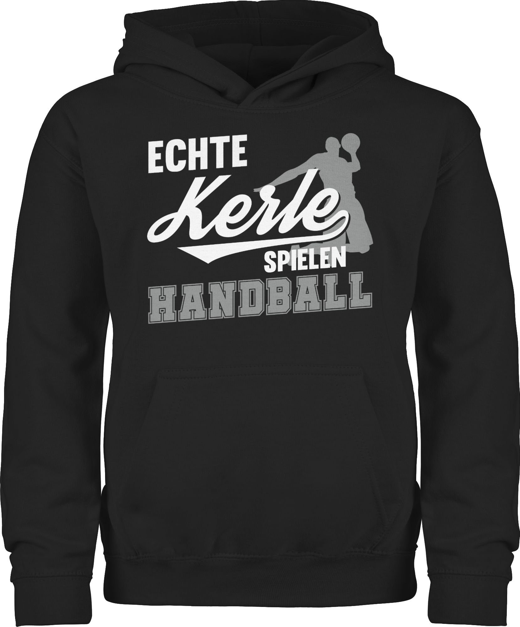 Shirtracer Hoodie Echte Kerle spielen Handball weiß / grau Kinder Sport Kleidung