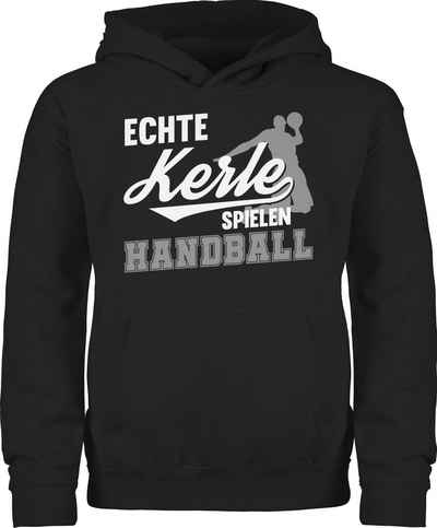 Shirtracer Hoodie Echte Kerle spielen Handball weiß / grau Kinder Sport Kleidung