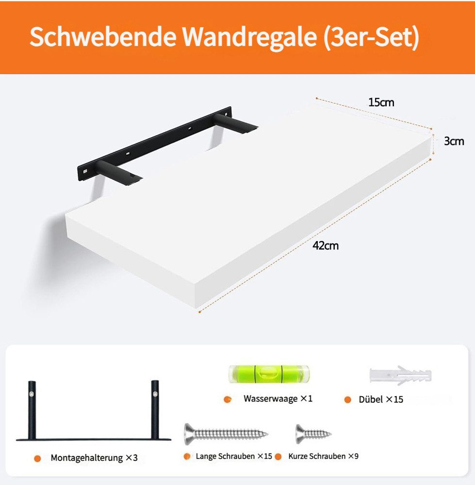 Auledio Wandregal Schwebende Regale (3er-Set), für günstig online kaufen
