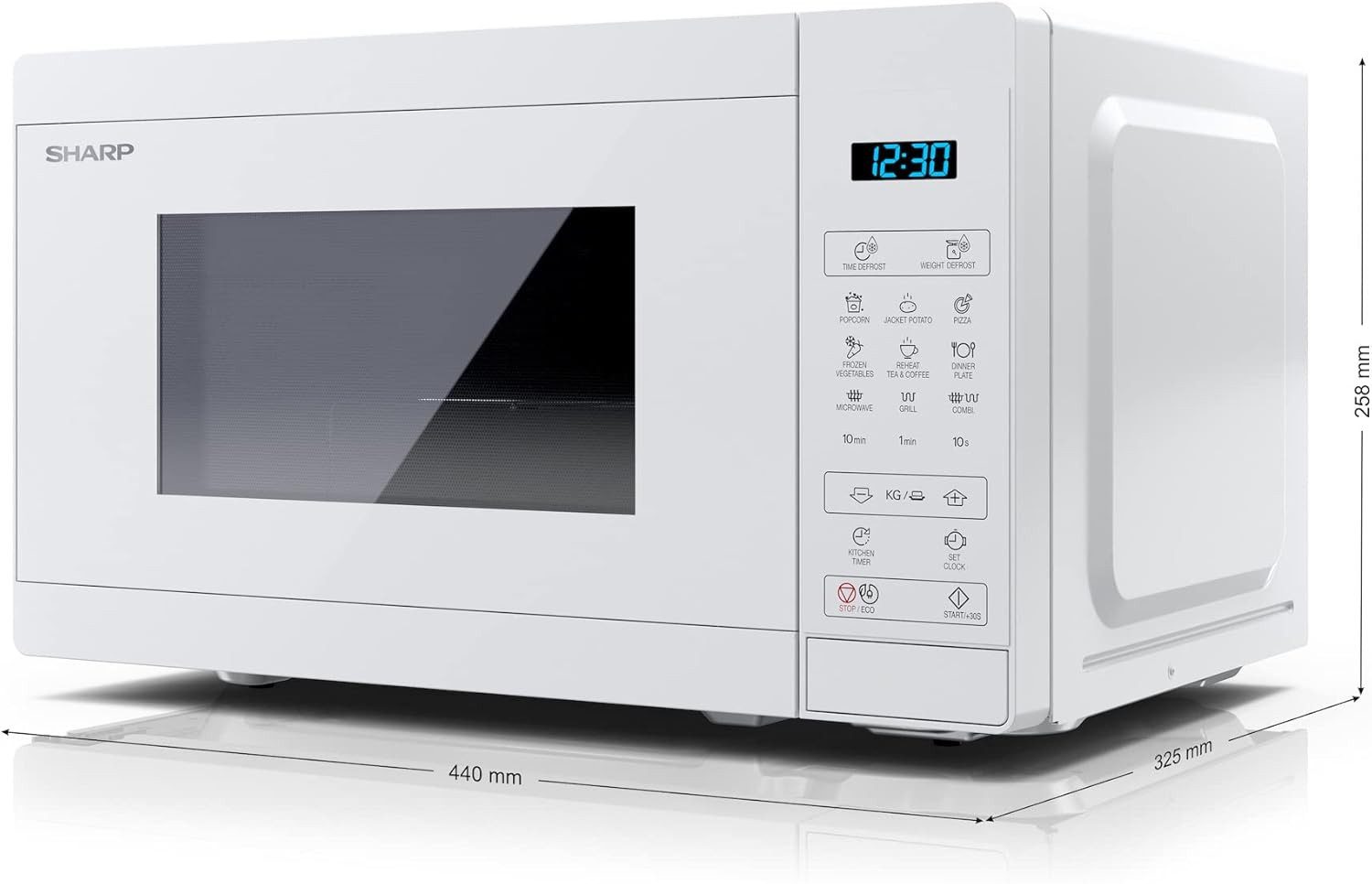 Sharp Mikrowelle MG02EC, Mikrowelle mit Grill, 800W, 20L, Digital, kindersicher