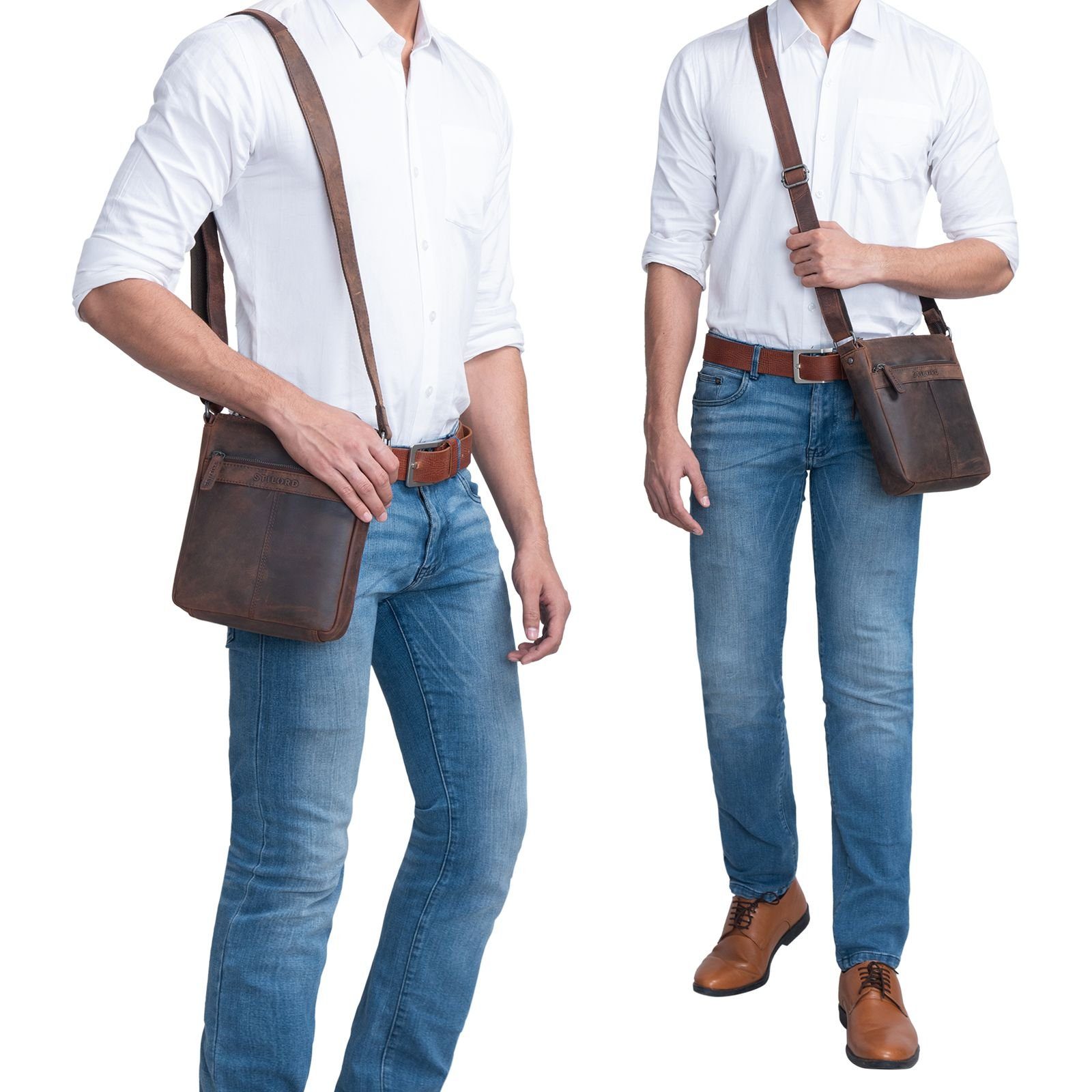STILORD Schultertasche "Aspen" Kleine Vintage Umhängetasche Leder