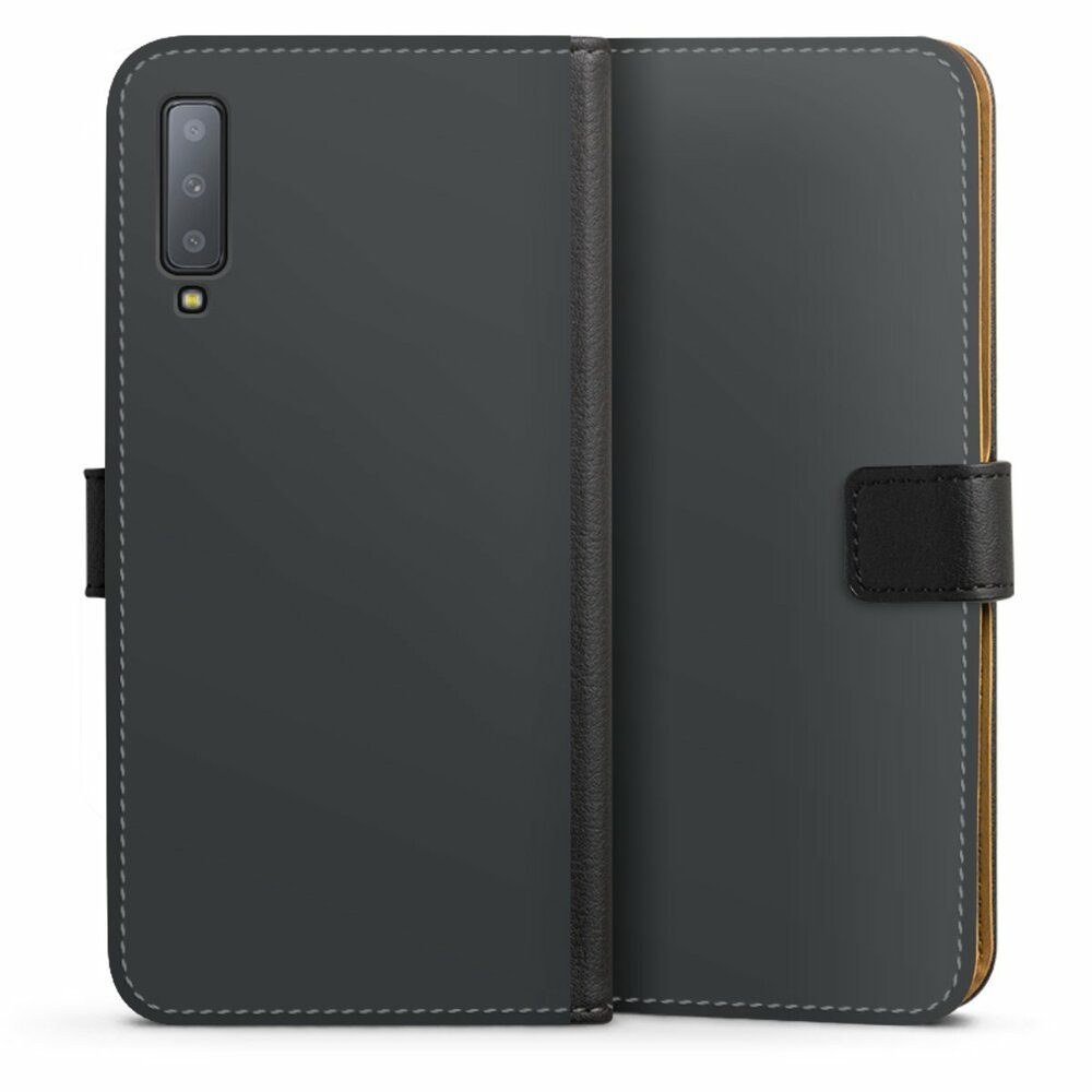 DeinDesign Handyhülle einfarbig schwarz Farbe Schwarz, Samsung Galaxy A7 ( 2018) Hülle Handy Flip Case Wallet Cover