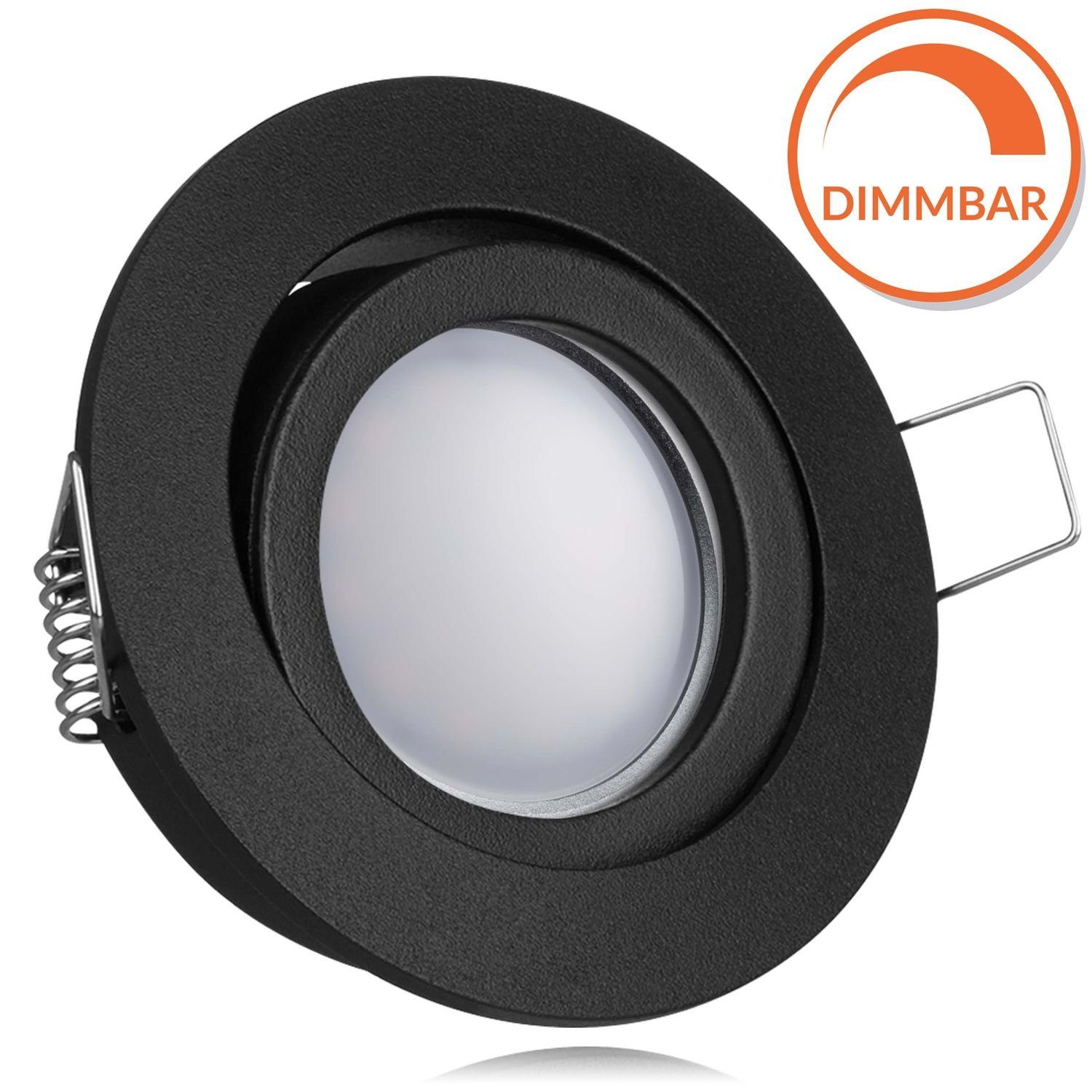 LEDANDO LED Einbaustrahler LED Einbaustrahler Set EXTRA FLACH (35mm) in Schwarz mit LED Markenleu
