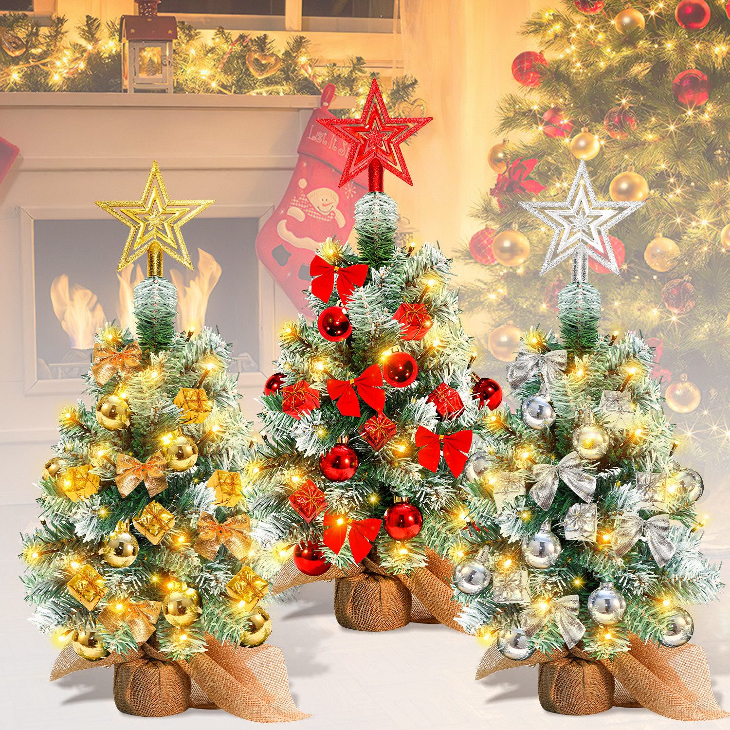 Clanmacy Künstlicher Weihnachtsbaum Mini Weihnachtsbaum Tannenbaum Künstlich Baumschmuck Weihnachtsdeko