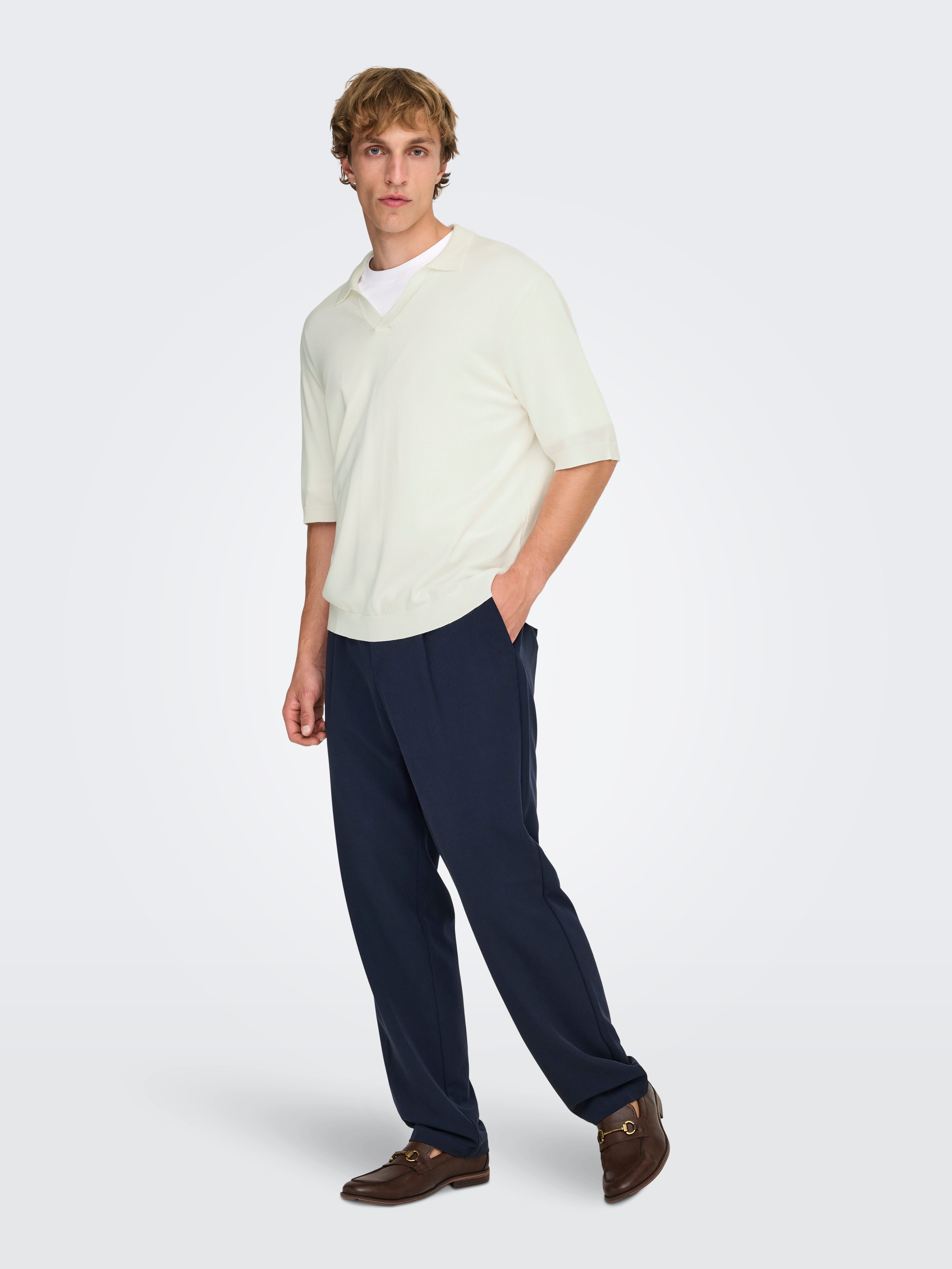ONLY & SONS Polokragenpullover ONSWYLER LIFE RLX 12 SS SPLIT KNIT NOOS