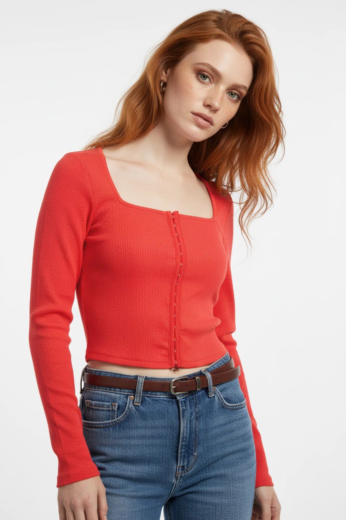 No Matter What Blusentop Quadratisches Neck Crop Top