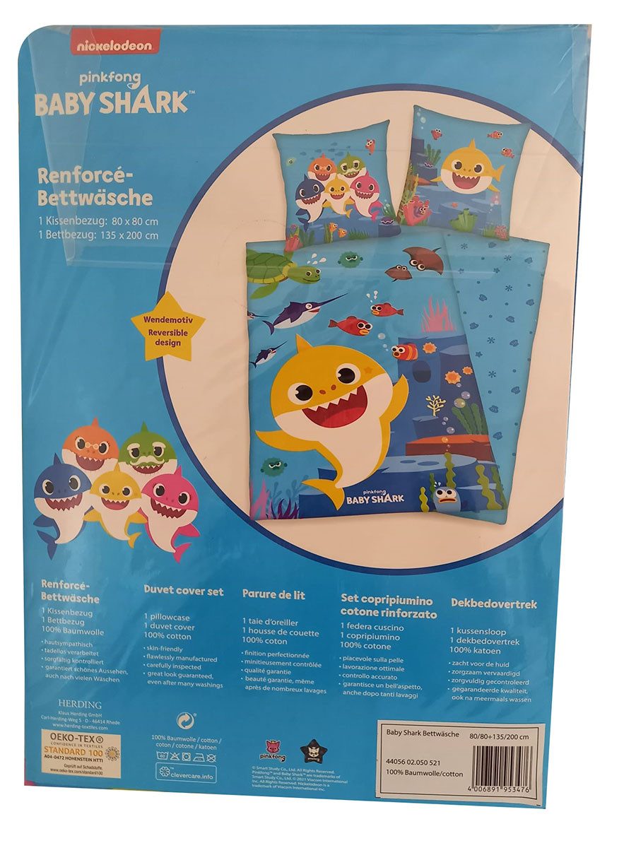Baby Shark Kinderbettwäsche Baby Shark, Renforcé, 2 teilig
