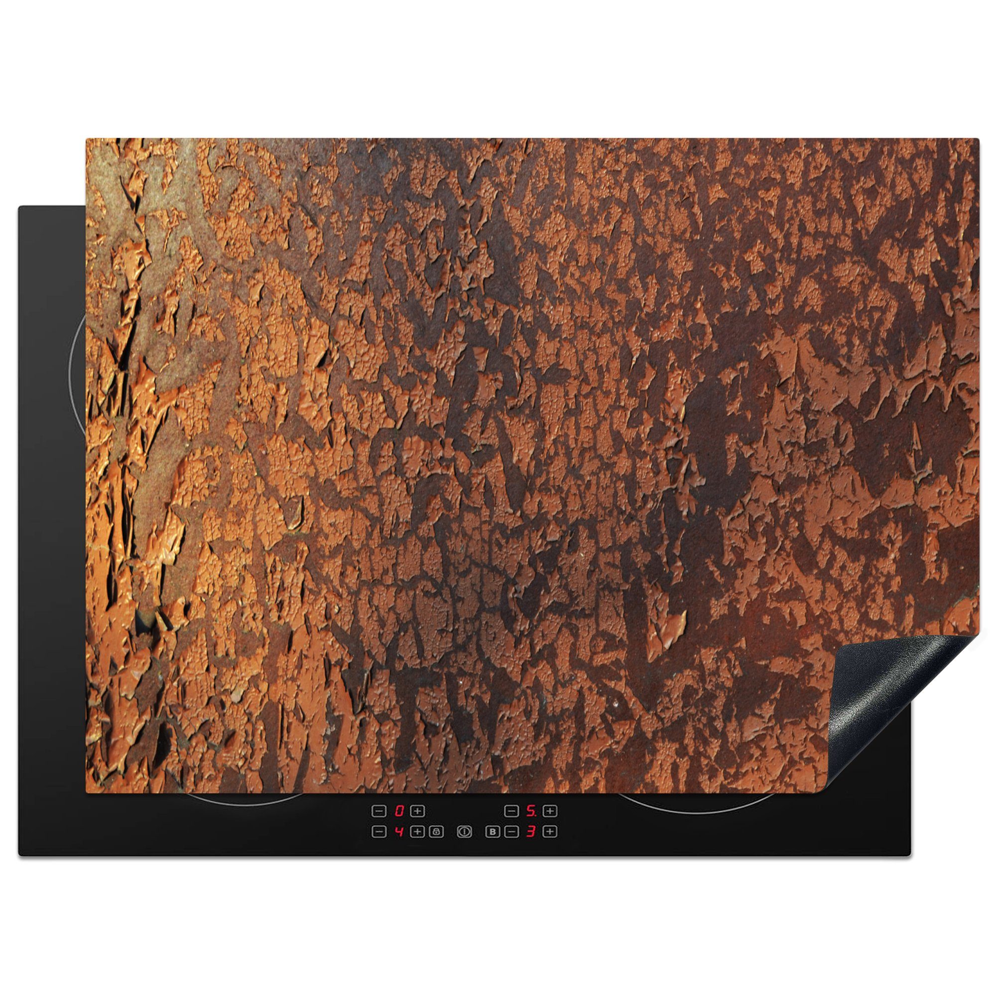 Eisen, nutzbar, (1 Herdblende-/Abdeckplatte - Mobile Arbeitsfläche - cm, 70x52 Induktionsschutz - MuchoWow - Rost tlg), Vinyl, Herdschutz Ceranfeldabdeckung Platten