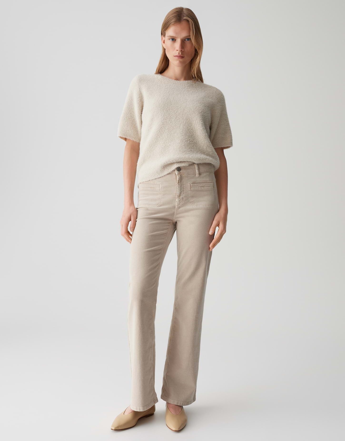 OPUS PANTS Bootcut-Jeans MELLY FRESH aus BCI Cotton Mix Mid Rise Mid Rise, Long Flared, Gürtelschlaufen