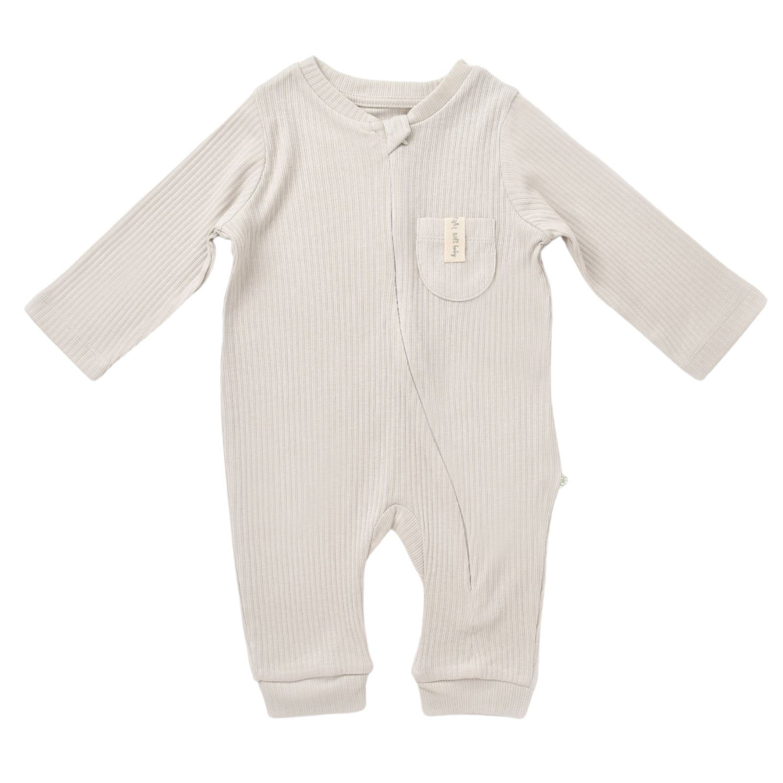 biorganic Strampler Baby Soft Modal für Jungen und Mädchen Unisex Langarm (1-tlg) gerippte Textilstruktur, 50% Modal, 50% Bio-Baumwolle, Größe 62-74 grau | Schlafoveralls