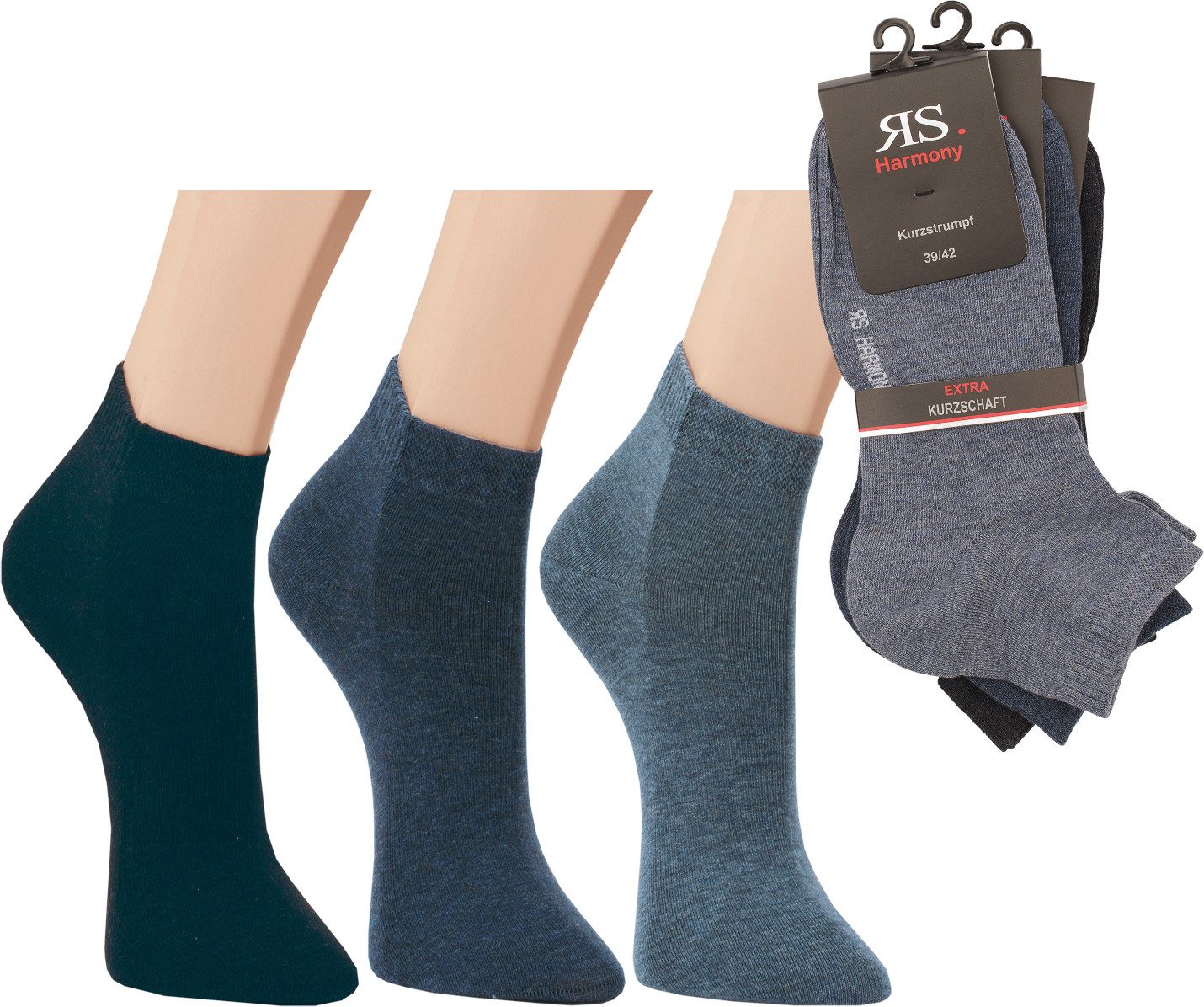 RS Harmony Socken 3 Paar RS. Harmony 35199 Kurzstrumpf jeanstöne 39-42, 43-46
