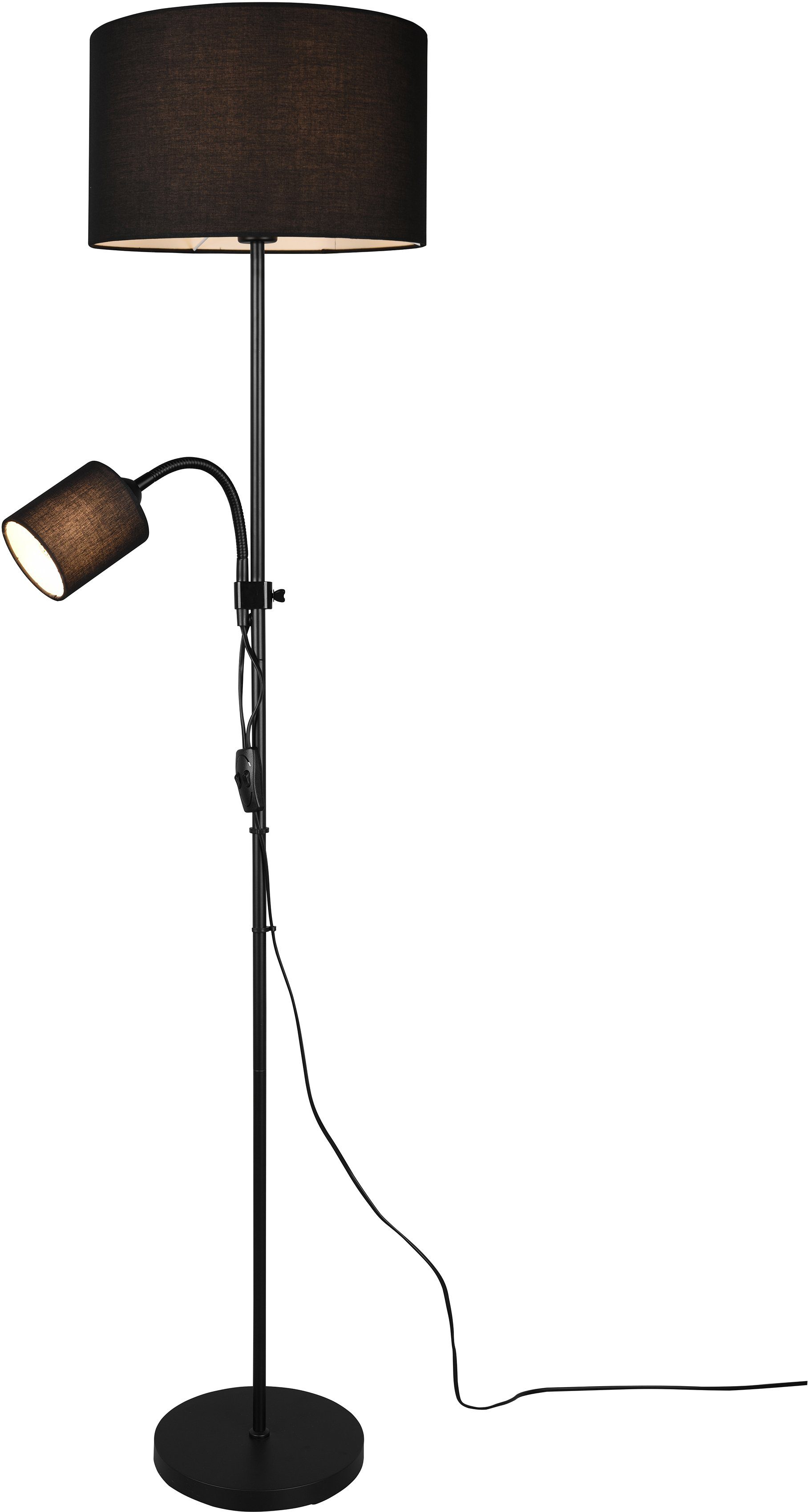 TRIO Leuchten Stehlampe OWEN, Ein-/Ausschalter, ohne Leuchtmittel, Getrennt schaltbar, Lesearm flexibel, Höhe 160 cm | Standleuchten