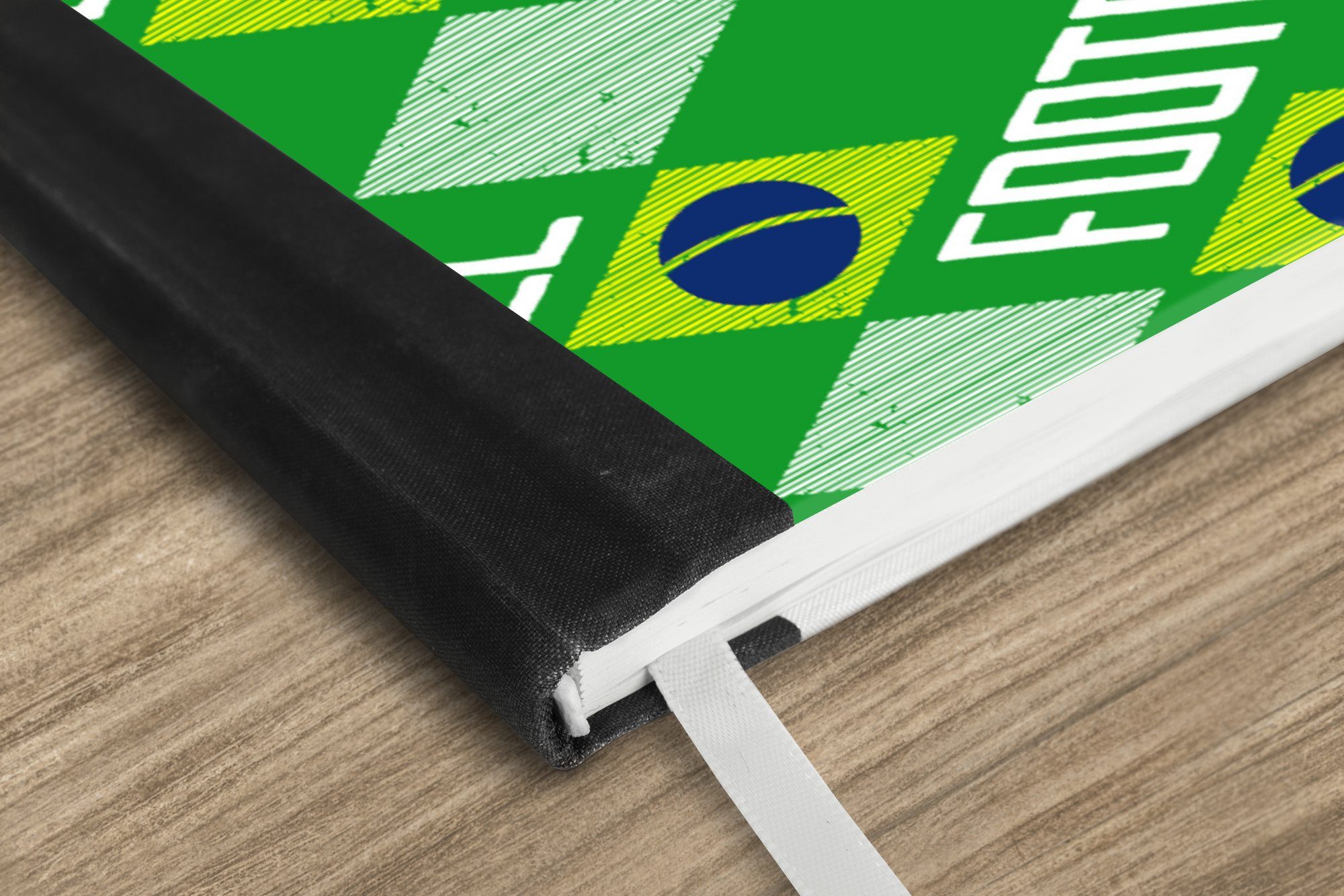 MuchoWow Notizbuch Brasilien - Fußball Journal, Muster, - A5, Merkzettel, Notizheft, 98 Haushaltsbuch Seiten, Tagebuch