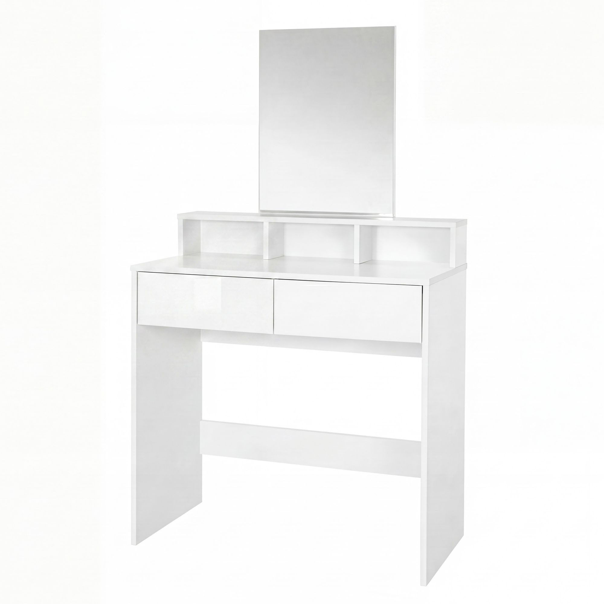 Wohnling Schminktisch WL7.832 Kosmetiktisch 80cm Frisiertisch Weiß Make-Up-Tisch Spiegel (Helle Frisierkommode für das Schlafzimmer), Kratzfeste Oberfläche dank Melaminharzbeschichtung