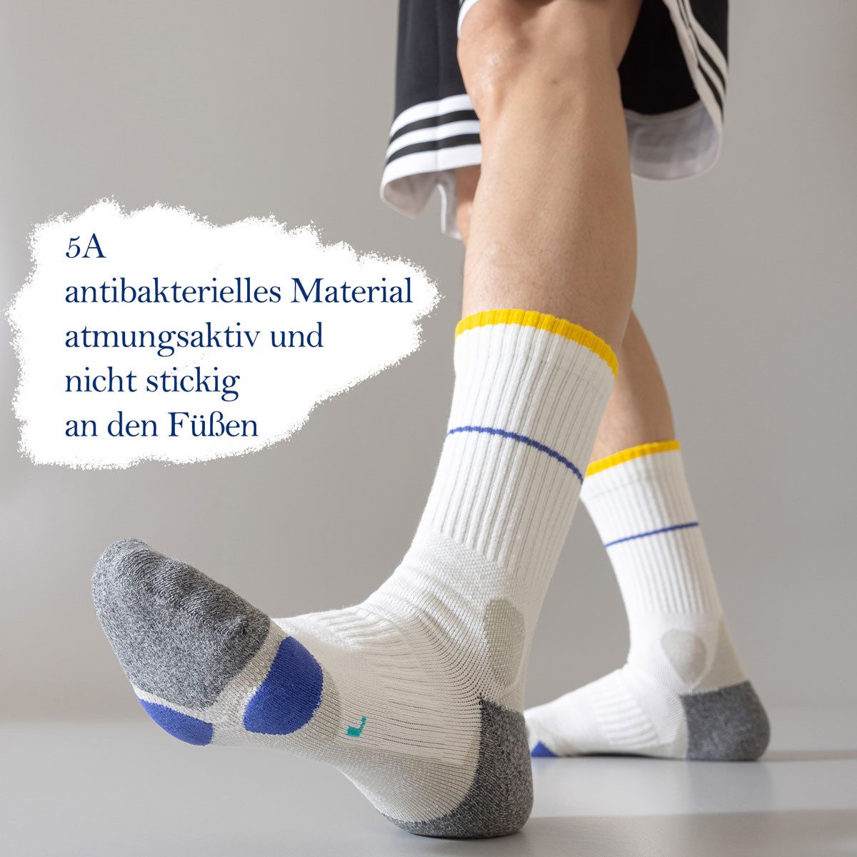 Vivi Idee Sportsocken 6 Paar Unisex Sportsocken aus gekämmter Baumwolle, Einheitsgröße 39-44 (6-Paar) Perfekte Passform, Ideal für Laufen, Wandern und Sport