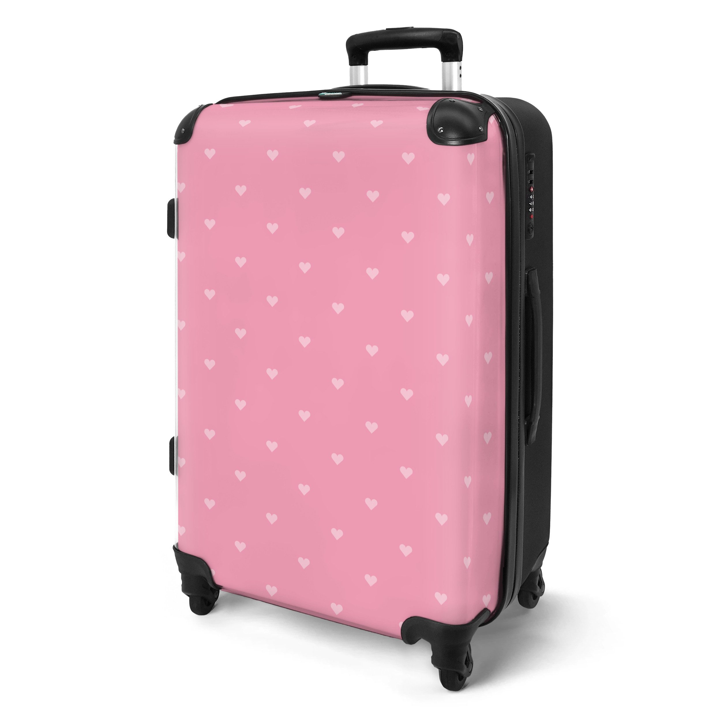 NoBoringSuitcases.com© Hartschalen-Trolley Rosa - Herzen - günstig online kaufen