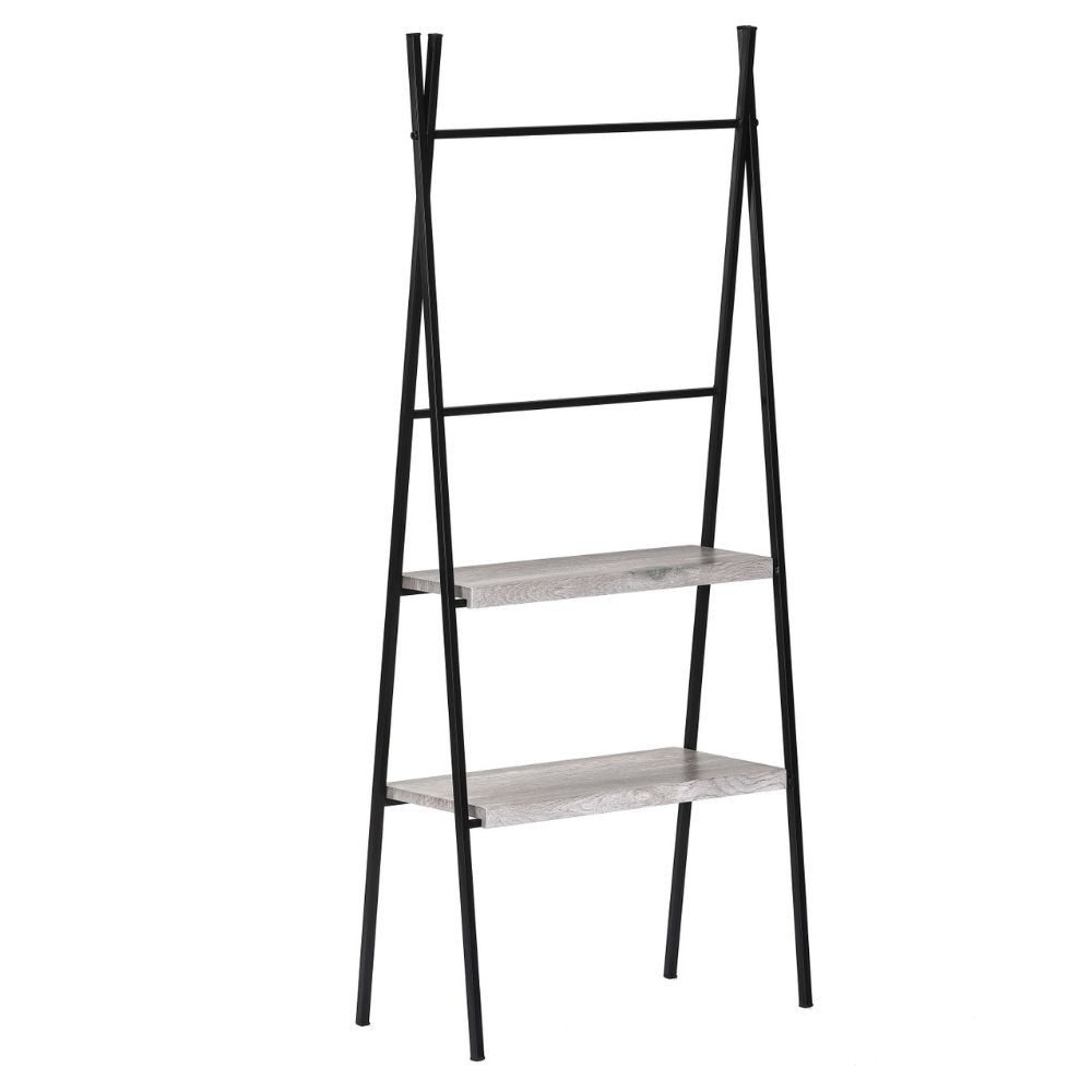 LebensWohnArt Regal Modernes Leiterregal META 125cm Eichen-Optik Regal Metallgestell