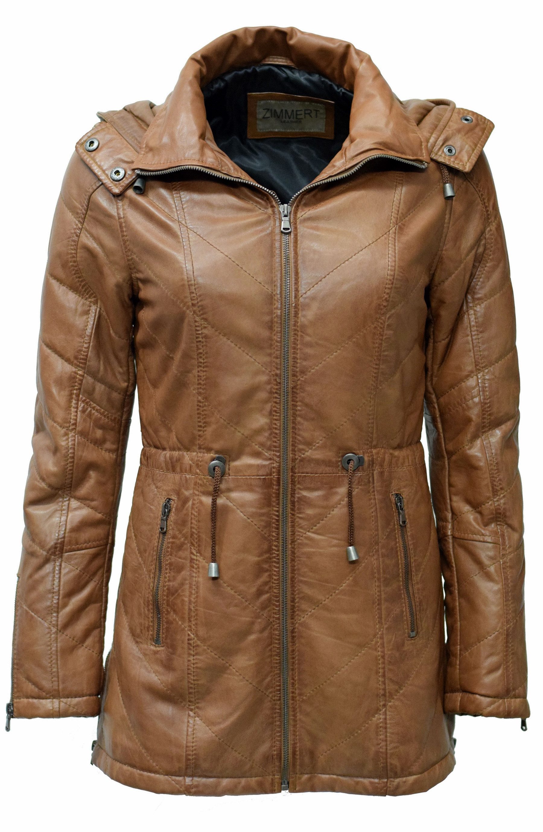 Zimmert Leather Lederjacke Jacque Lederparka washed, Steppjacke, Cognac, Br günstig online kaufen