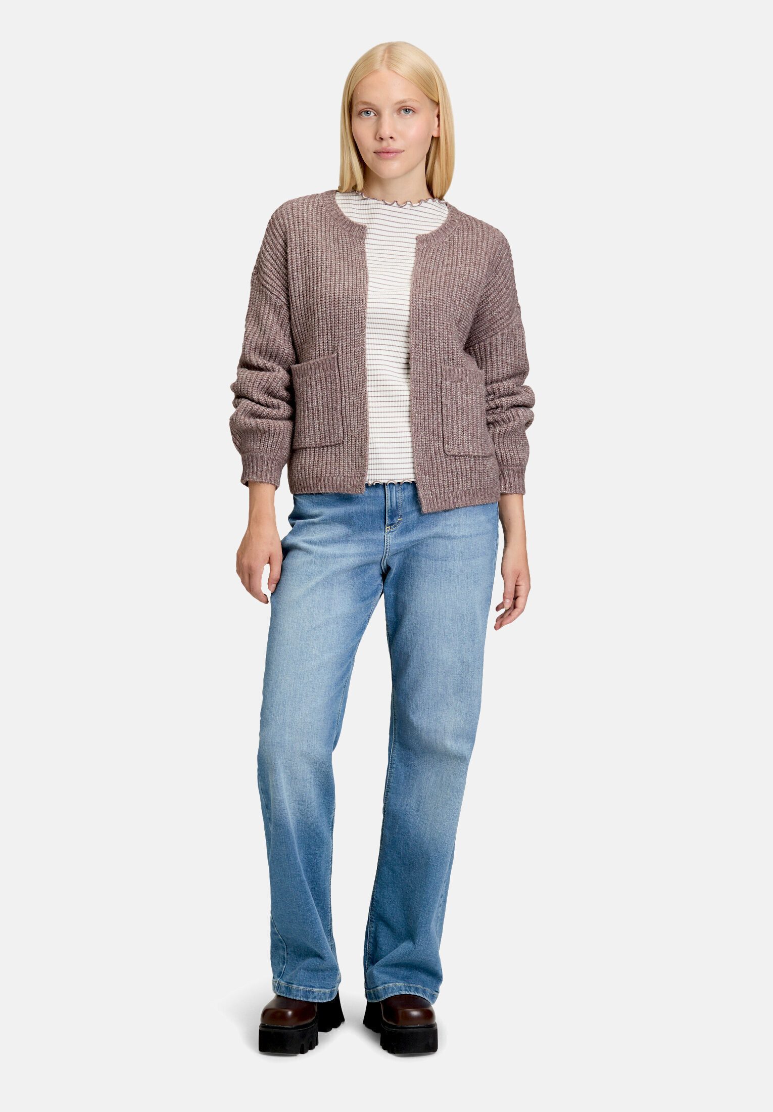 Cartoon Strickjacke Damen mit Taschen (1-tlg)