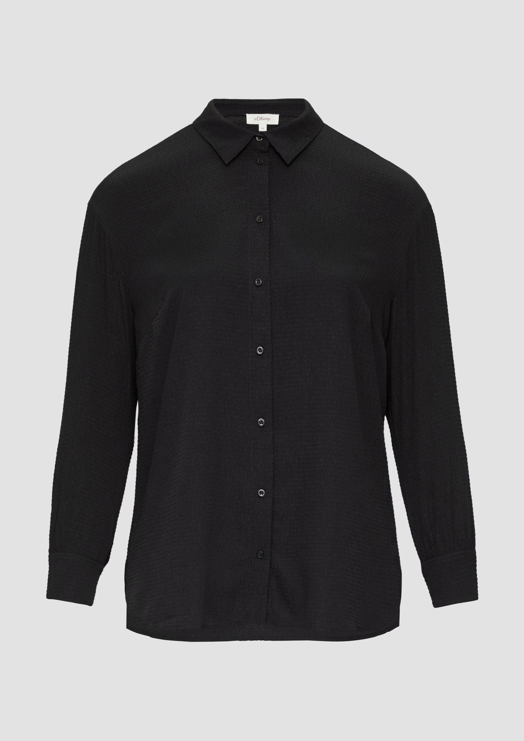 s.Oliver Langarmbluse Bluse Strukturierte Hemdbluse mit Raffung