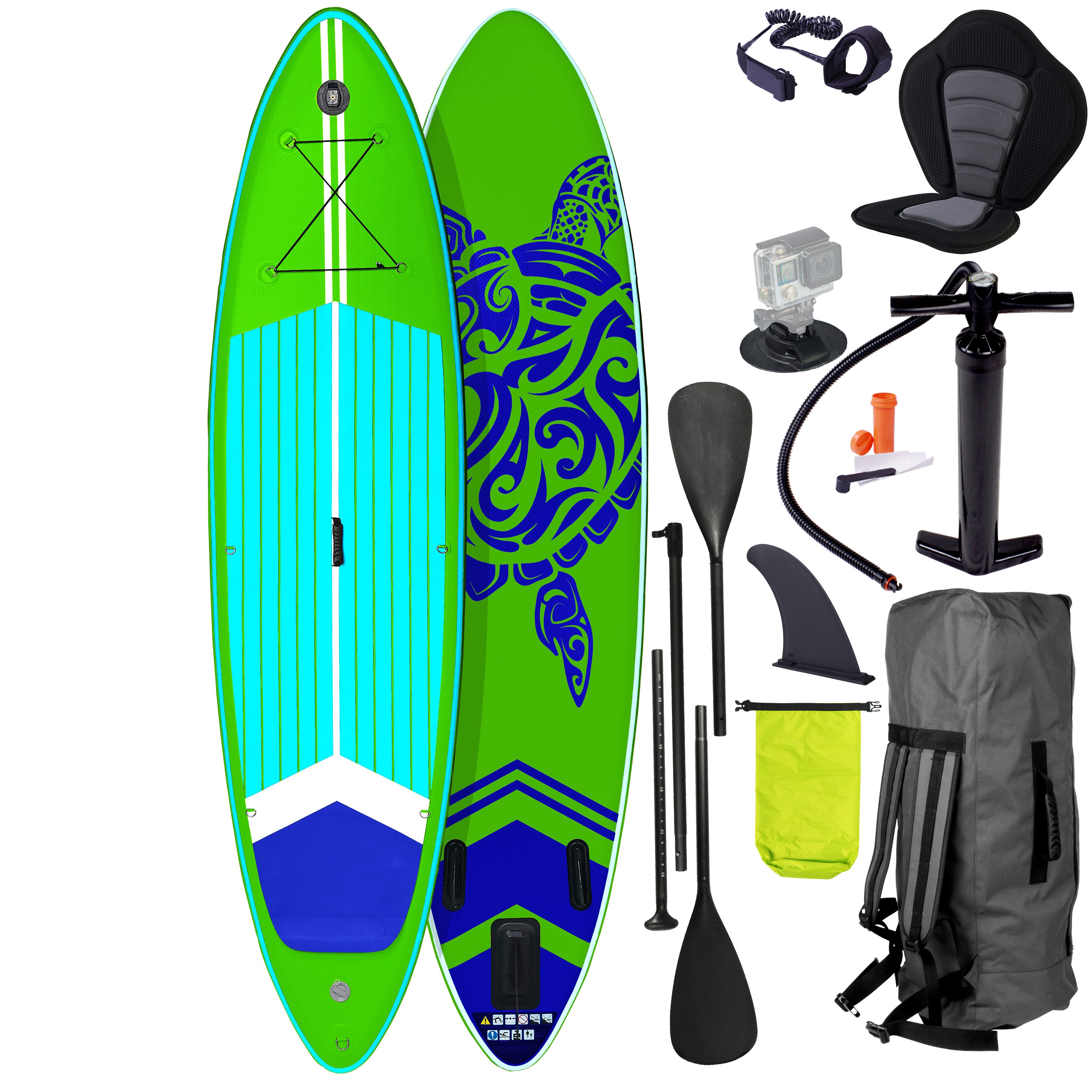 SUP-Board TURTLE Aufblasbares Stand up Paddle Set - 320x81x15cm