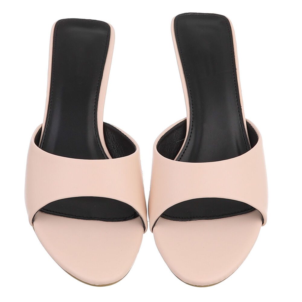 Ital-Design Damen Sandale Blockabsatz Slip-On elegant sommerlich Pantolette (91895735) Pfennig-/Stilettoabsatz Sandalen & Sandaletten in Beige – Bild 4 von 5