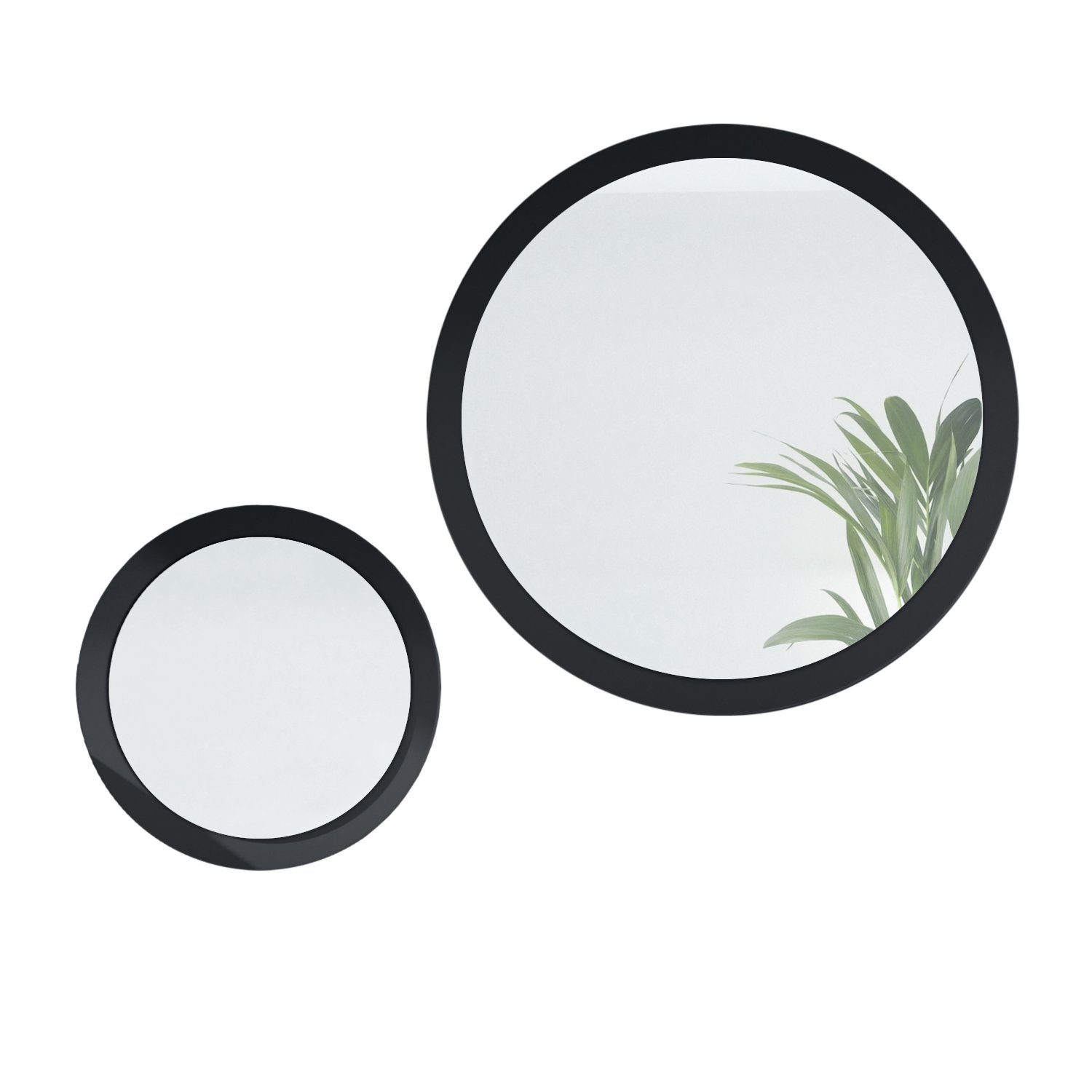 (2 Wandspiegel Vladon (50 für Schwarz Wohnzimmer Spiegel, Flur und cm Globe 80 dekorative mit Durchmesser) und in matt MDF-Rahmen), runde