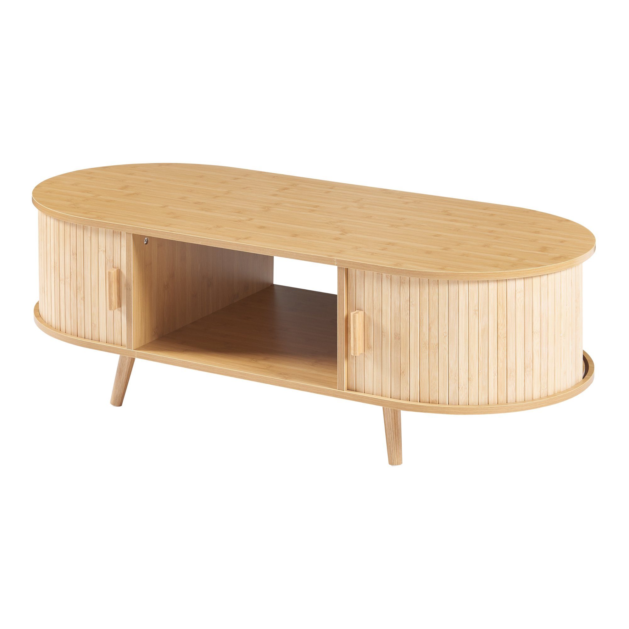 en.casa Couchtisch, »Nordkapp« mit 2 Türen 120 x 55 x 40 cm Holz Bambus günstig online kaufen
