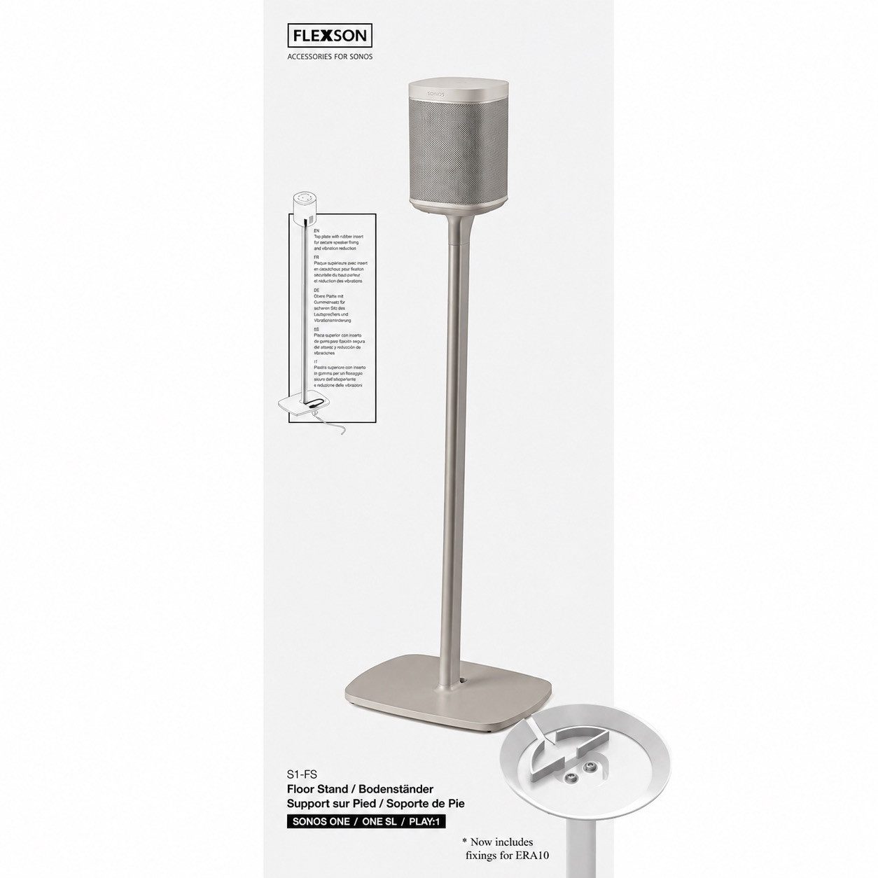 Flexson Lautsprecherständer Flexson Standfuß für Sonos Era100 und One Weiß, (Packung, Umfangreicher Lieferumfang enthalten, Perfekte Hörhöhe für optimale Klangwiedergabe von Sonos Lautsprechern)