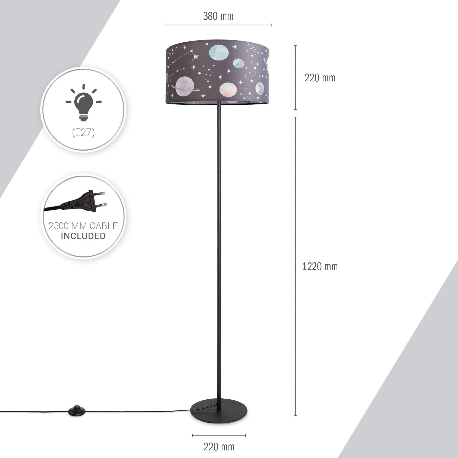 Paco Home Leuchtmittel, E27 Luca Sterne Stehlampe Planeten ohne Lampenschirm Stoff Cosmo, Kinderzimmer Spielzimmer