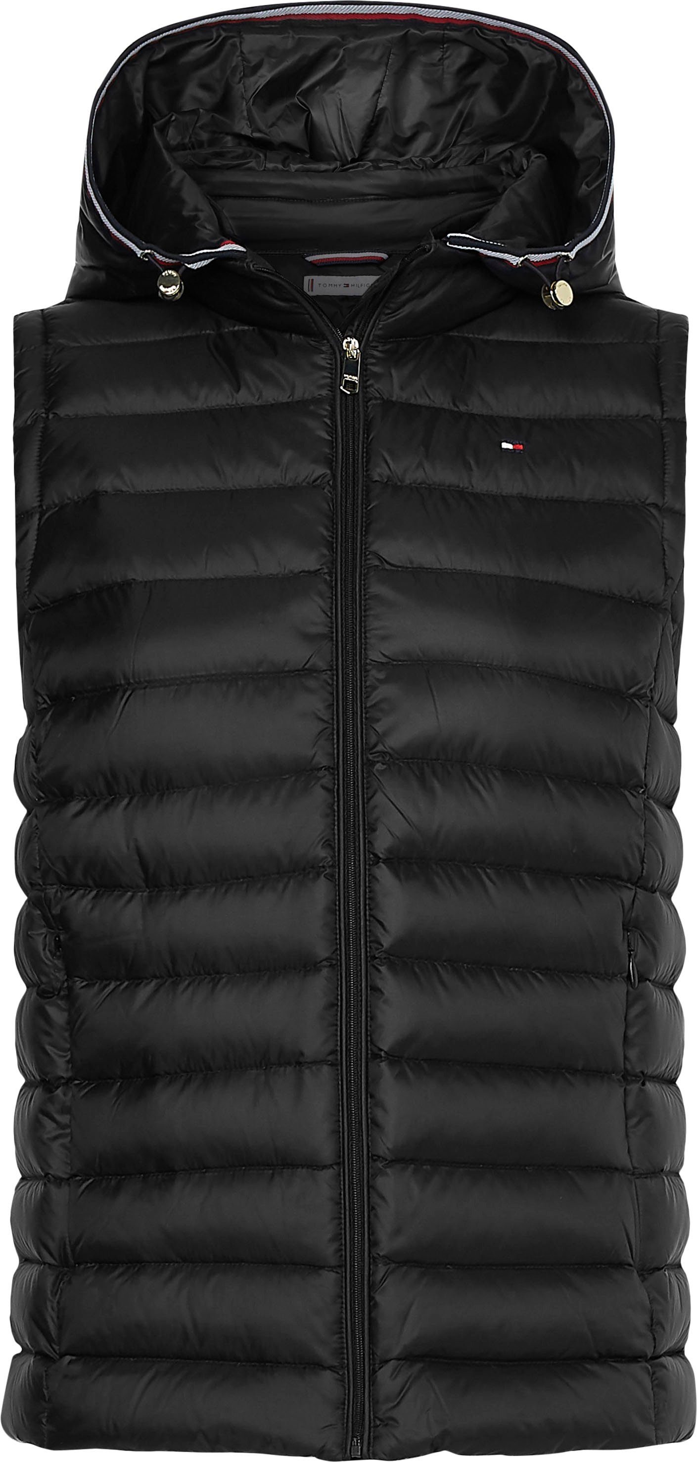 Tommy Hilfiger Steppweste HERITAGE LW VEST mit Streifen in den typischen Tommy Hilfiger Farben an der Kapuze