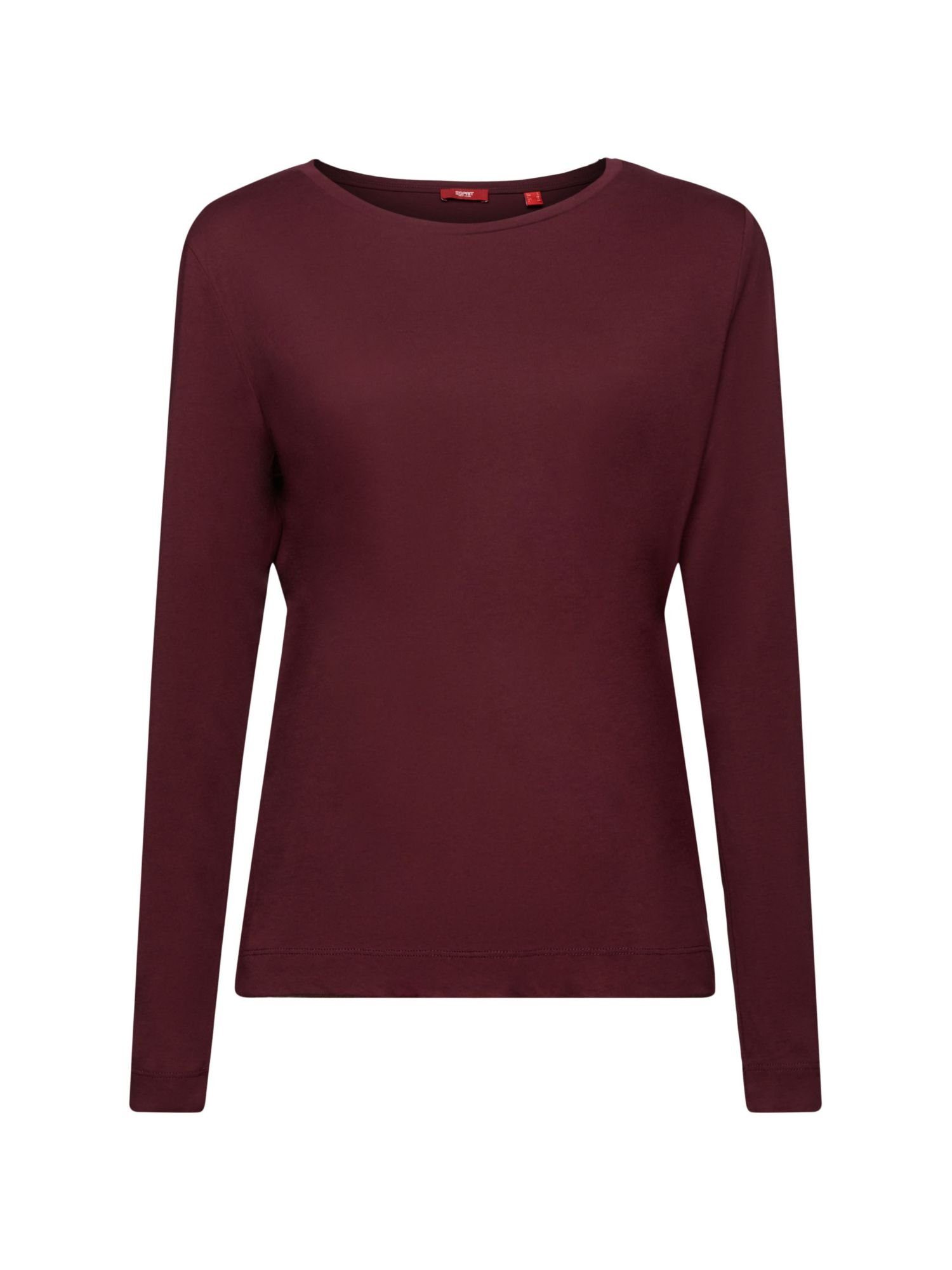 BORDEAUX Langarmshirt mit RED (1-tlg) Rundhalsausschnitt Esprit Oberteil