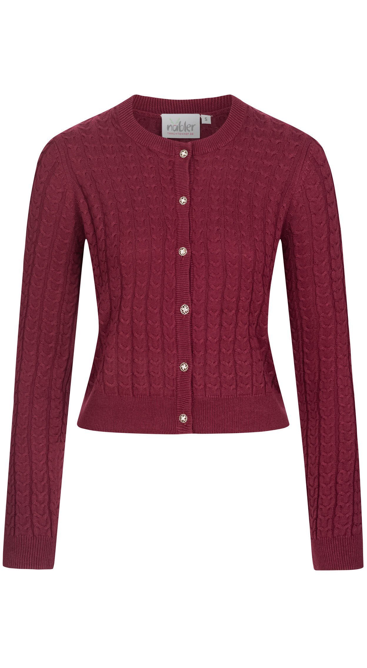 Trachtenstrickjacke Strickjacke Langarm Sonja in Bordeaux von Nübler Größe S