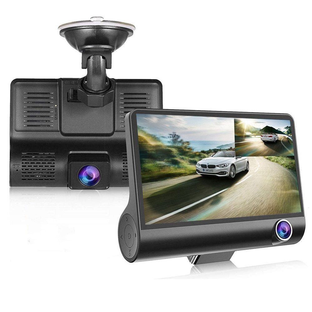 Hikity 4 Zoll 3-Wege-Auto-Kamera FullHD 1080P, 170° Weitwinkel Dashcam Dashcam (Abdichtung)