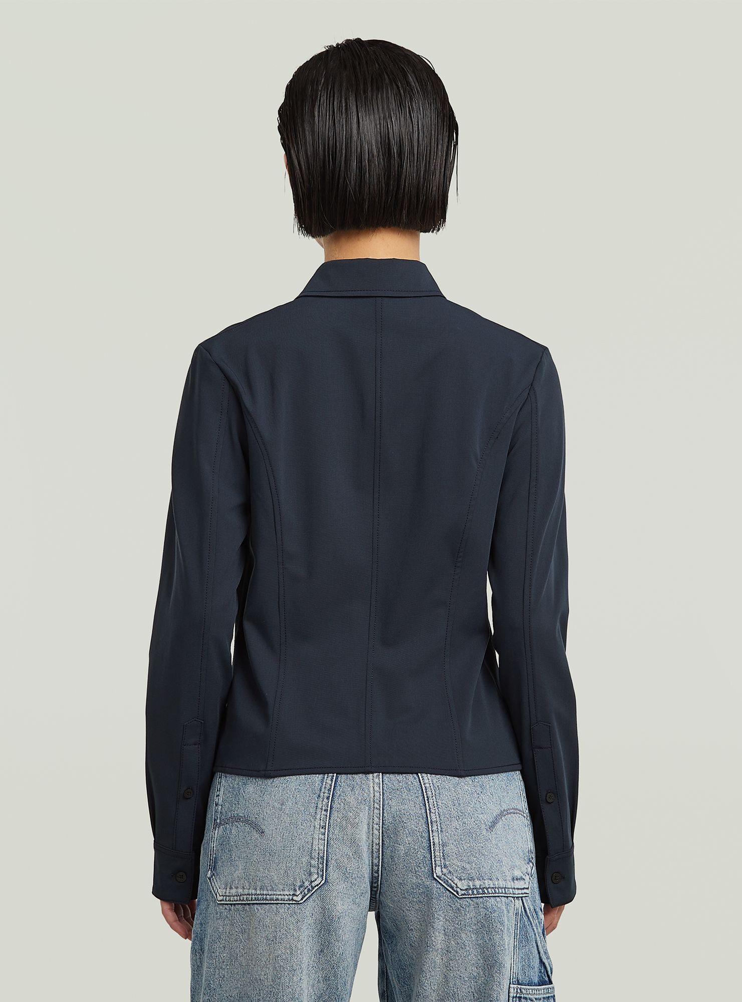 G-STAR Langarmshirt Hemd mit Reißverschluss und schmaler Passform