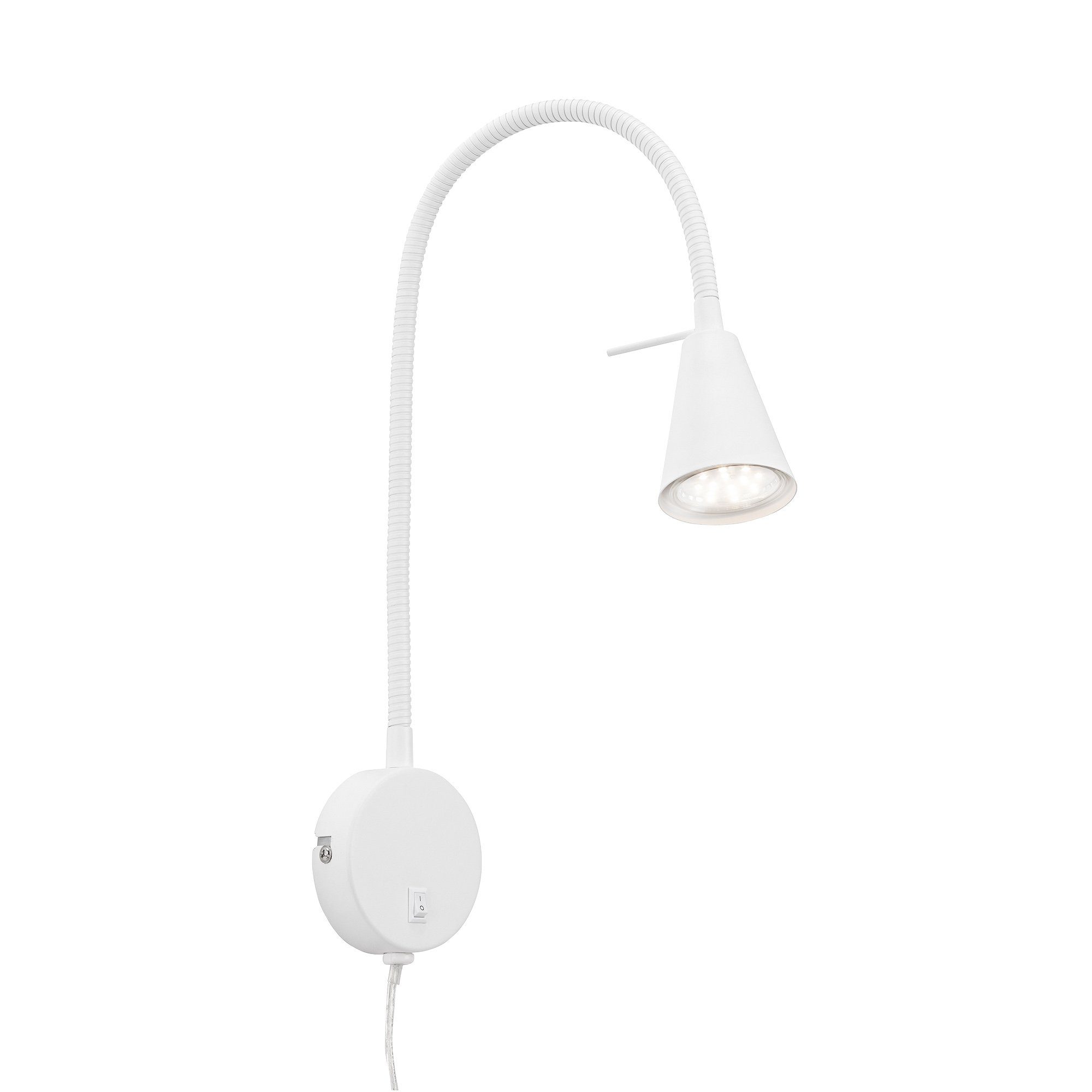 wechselbar, LED Bettleuchte weiß, flexibler 1xLED/GU10 An/Aus inkl. Warmweiß, Leuchten Arm, Briloner Schalter, 2082-016, inkl.