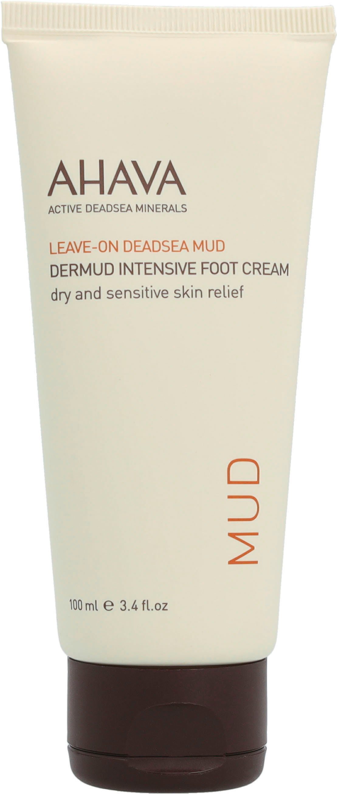 AHAVA Fußcreme Deadsea Mud Dermud Intensive Foot Cream, Lindert Rötungen, Juckreiz und Reizungen bei trockenen, wunden Füßen.