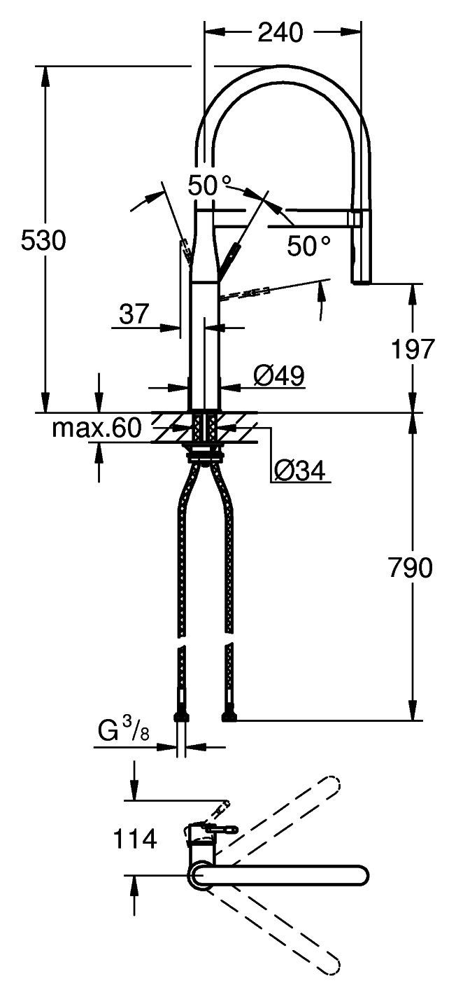 Grohe Profibrause Essence mit Chrom - Spültischbatterie Einhand Küchenarmatur