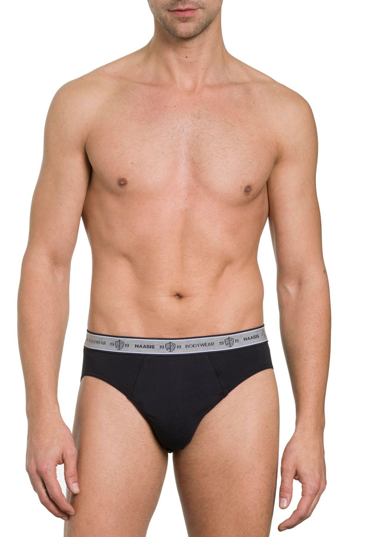 HAASIS Slips 1919 Bodywear Passform, (Packung, Optimale formbeständig, pflegeleicht, Slip Herren 3er 77351263-schwarz strapazierfähig 3-St., Pack)