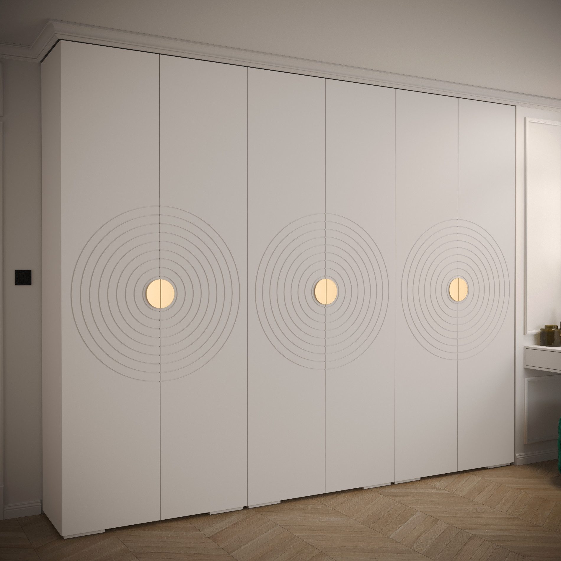 ABIKS MÖBEL Drehtürenschrank MANHATTAN RYFEL 6 Schlafzimmerschrank mit Kleiderstange und Regalen