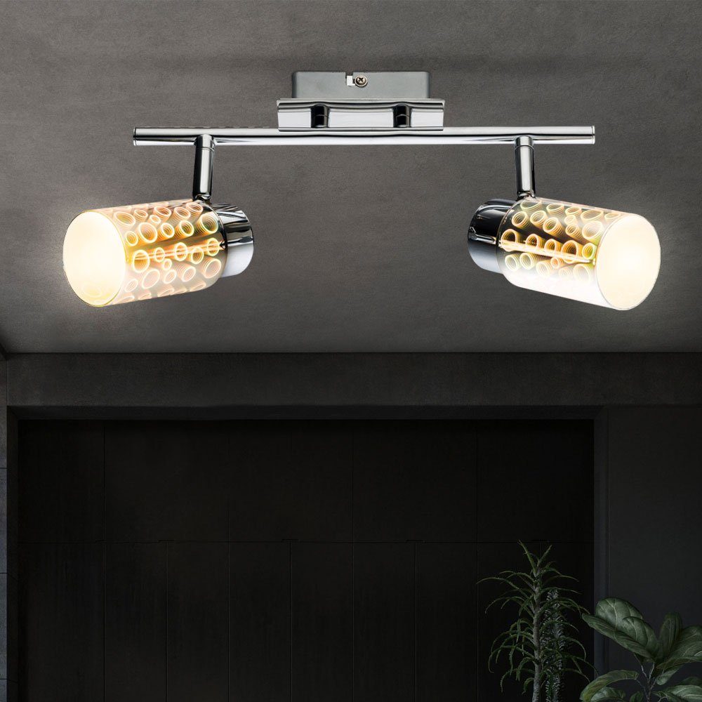 3D Globo Deckenleuchte, Warmweiß, Strahler Design LED LED inklusive, Wohn beweglich Decken Leuchtmittel Schlaf Effekt Spots Glas
