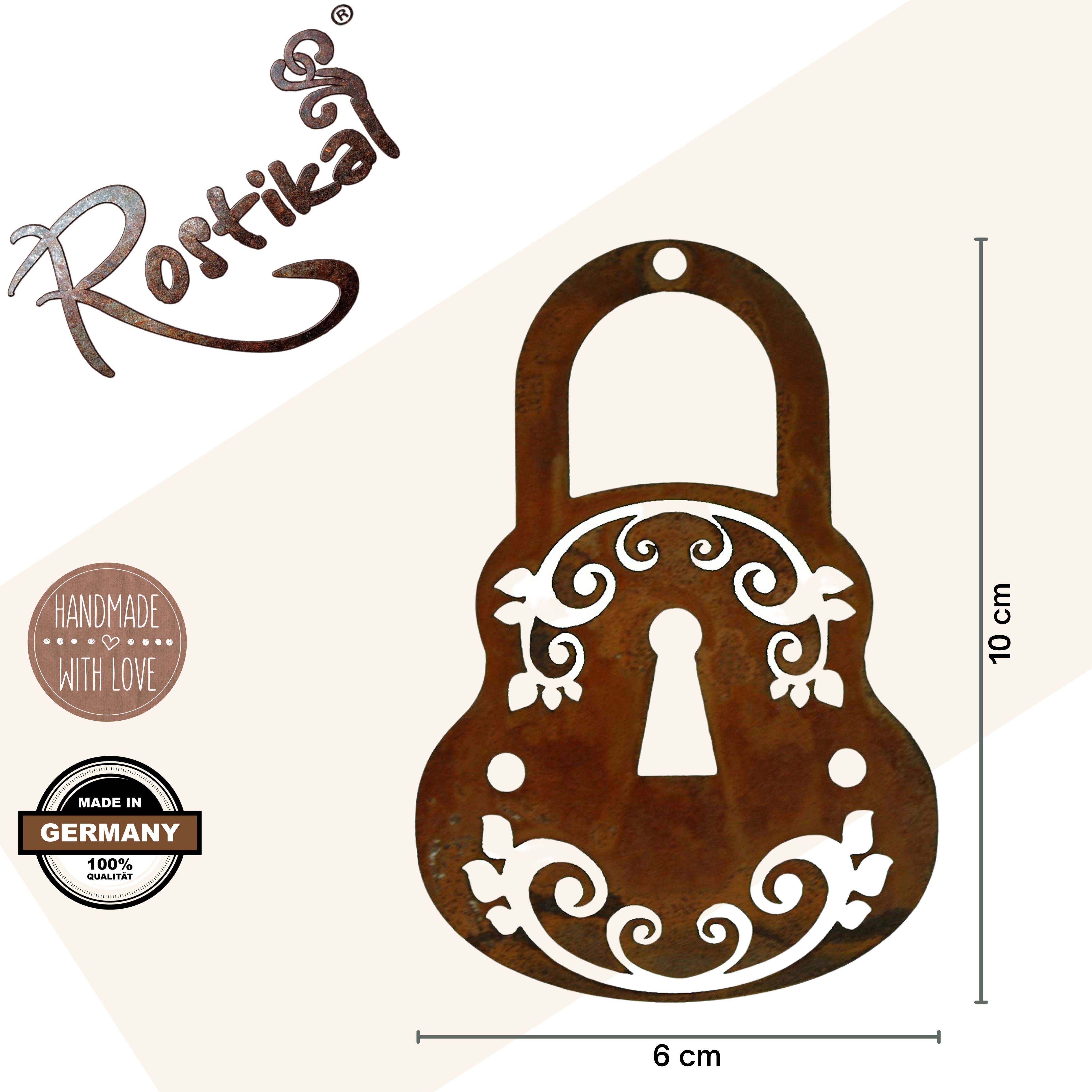 Rostikal Hängedekoration Barock Deko Schlüssel mit Schloss Metall (Set, 2tlg), Echter Rost