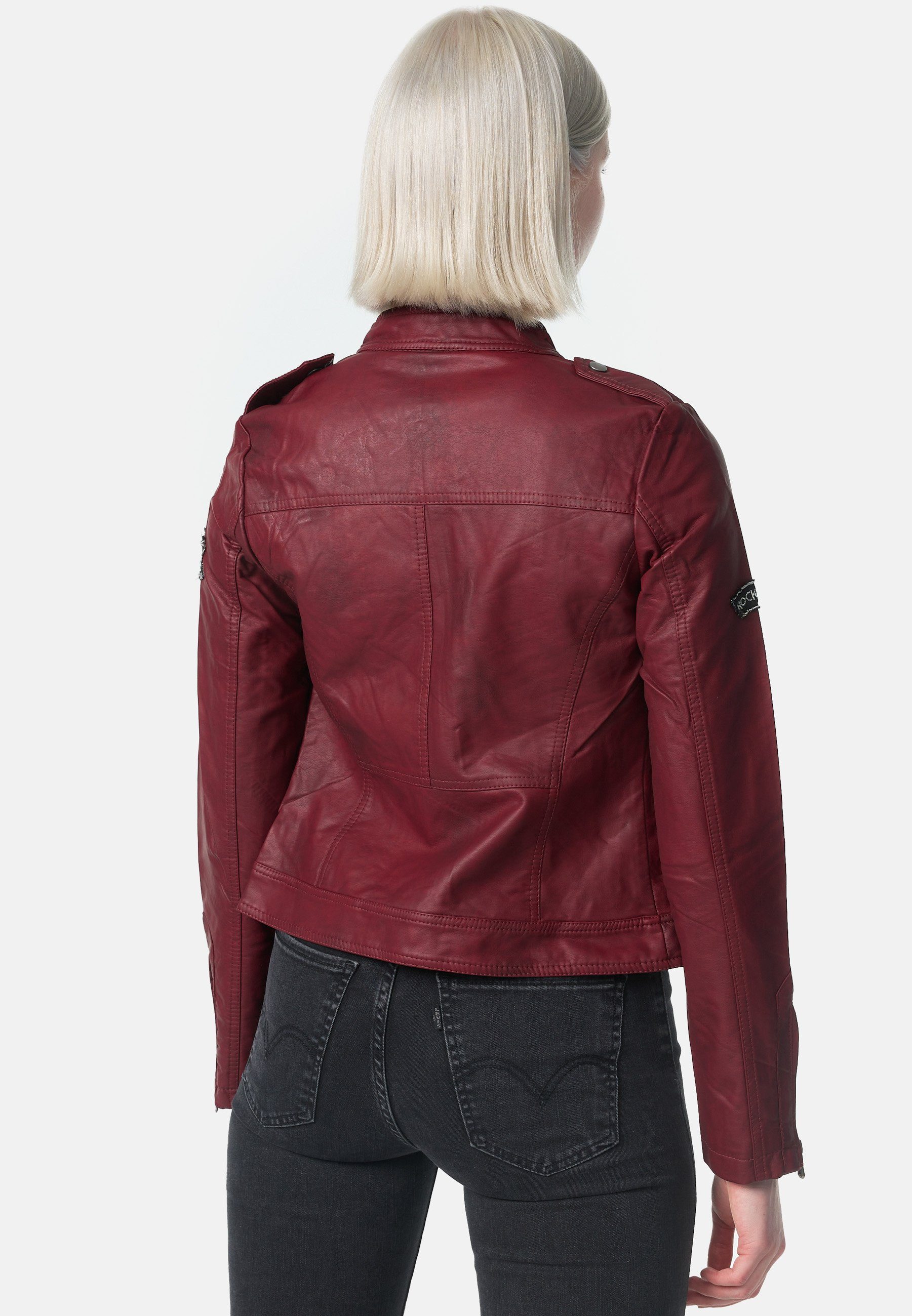 Starshocker (Vegane Lederimitatjacke Biker Jacke SS02 mit Kunstleder Wine Patches)