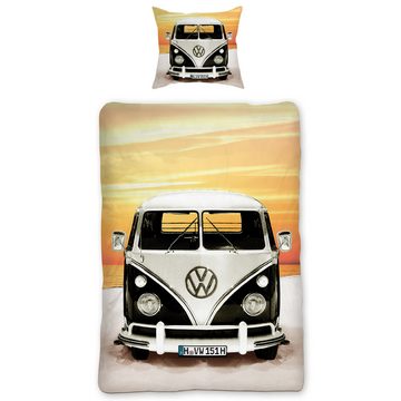 Wendebettwäsche VW Volkswagen Bulli Beach 089 Bettwäsche Linon / Renforcé, BERONAGE, 100% Baumwolle, 2 teilig, 135x200 + 80x80 cm
